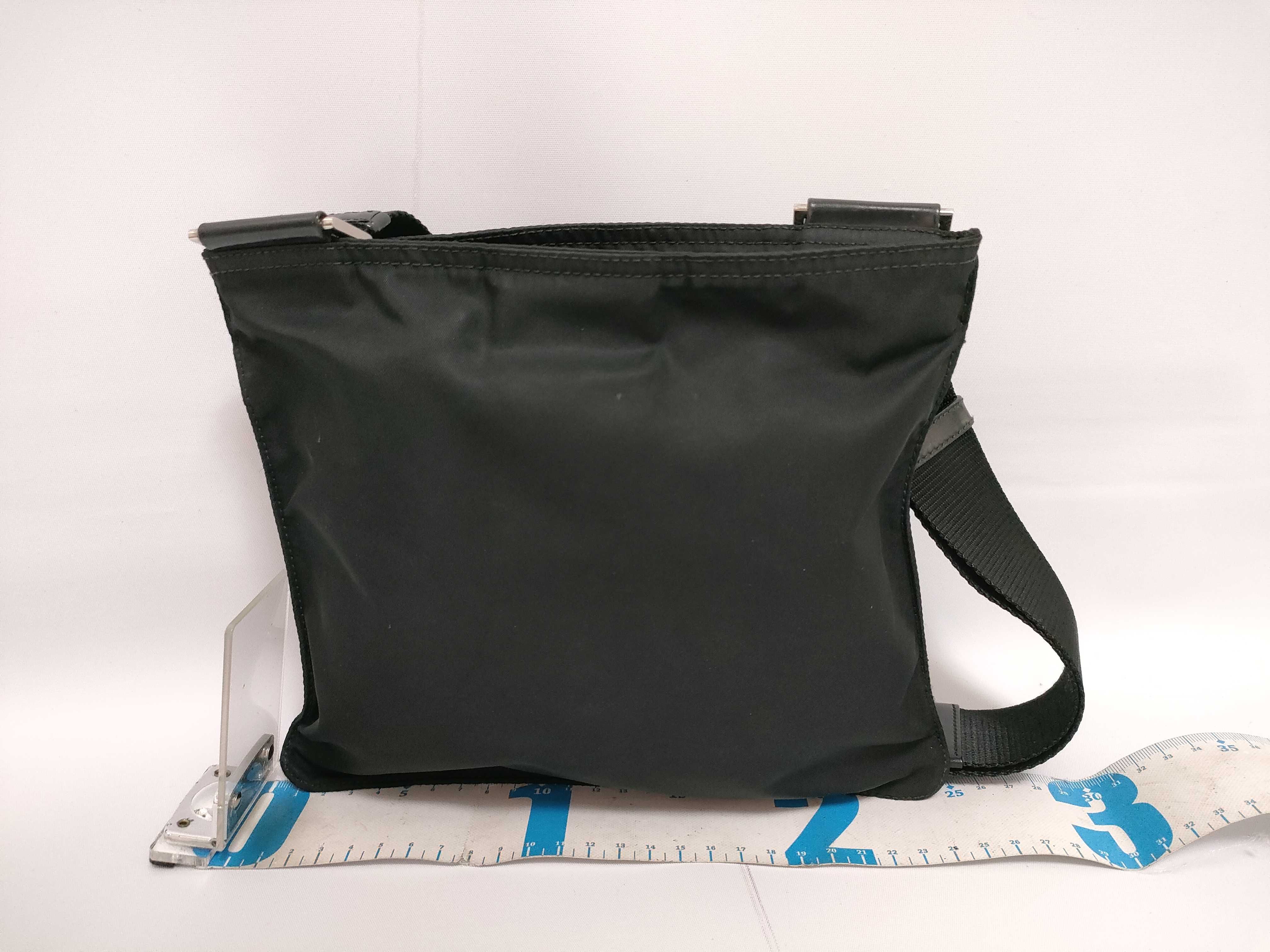 Nylon Shoulder Bag with Triangle Logo, White Tag, Size 160 — view 2