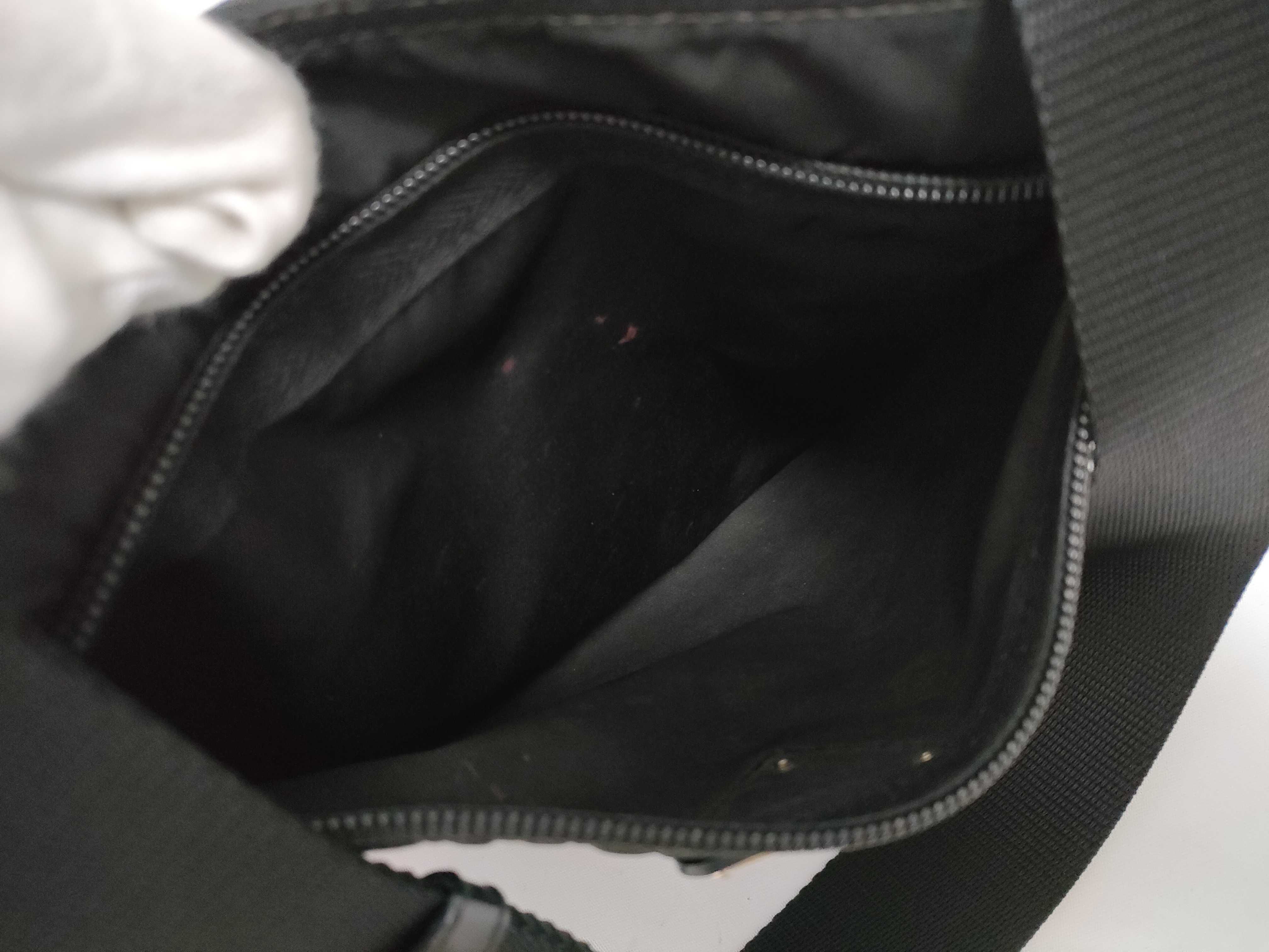 Nylon Shoulder Bag with Triangle Logo, White Tag, Size 160 — view 12