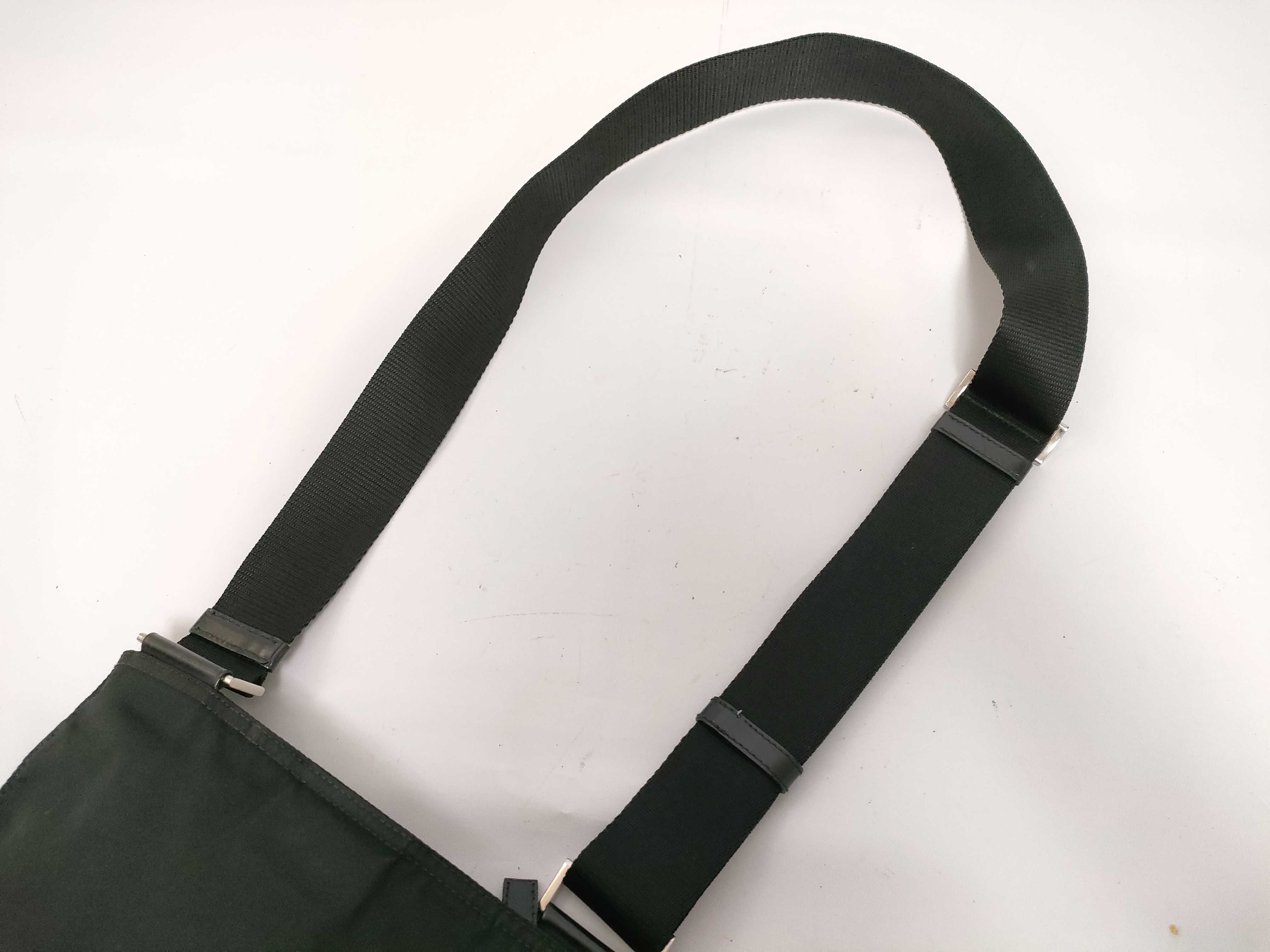 Nylon Shoulder Bag with Triangle Logo, White Tag, Size 160 — view 5