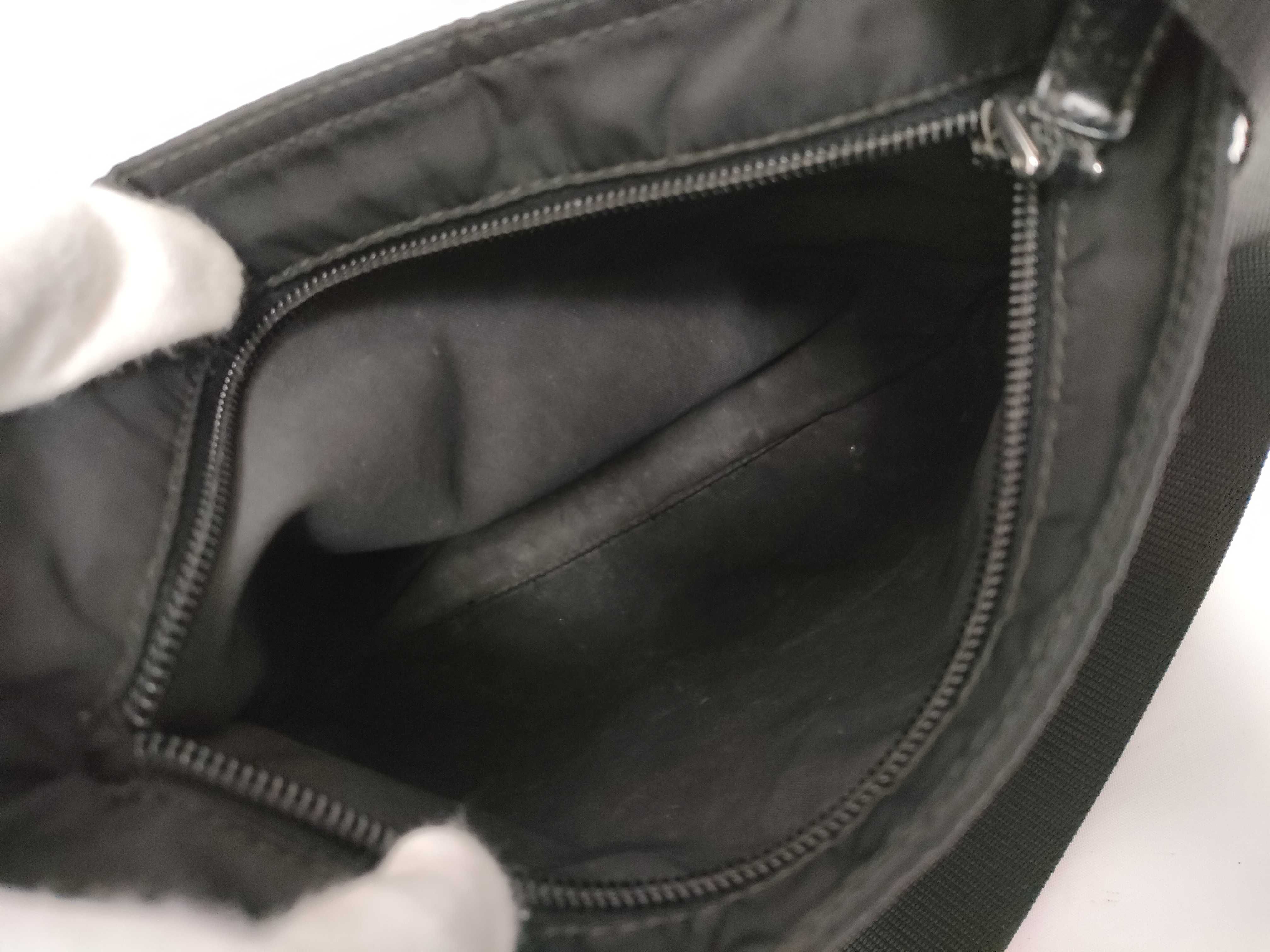 Nylon Shoulder Bag with Triangle Logo, White Tag, Size 160 — view 9