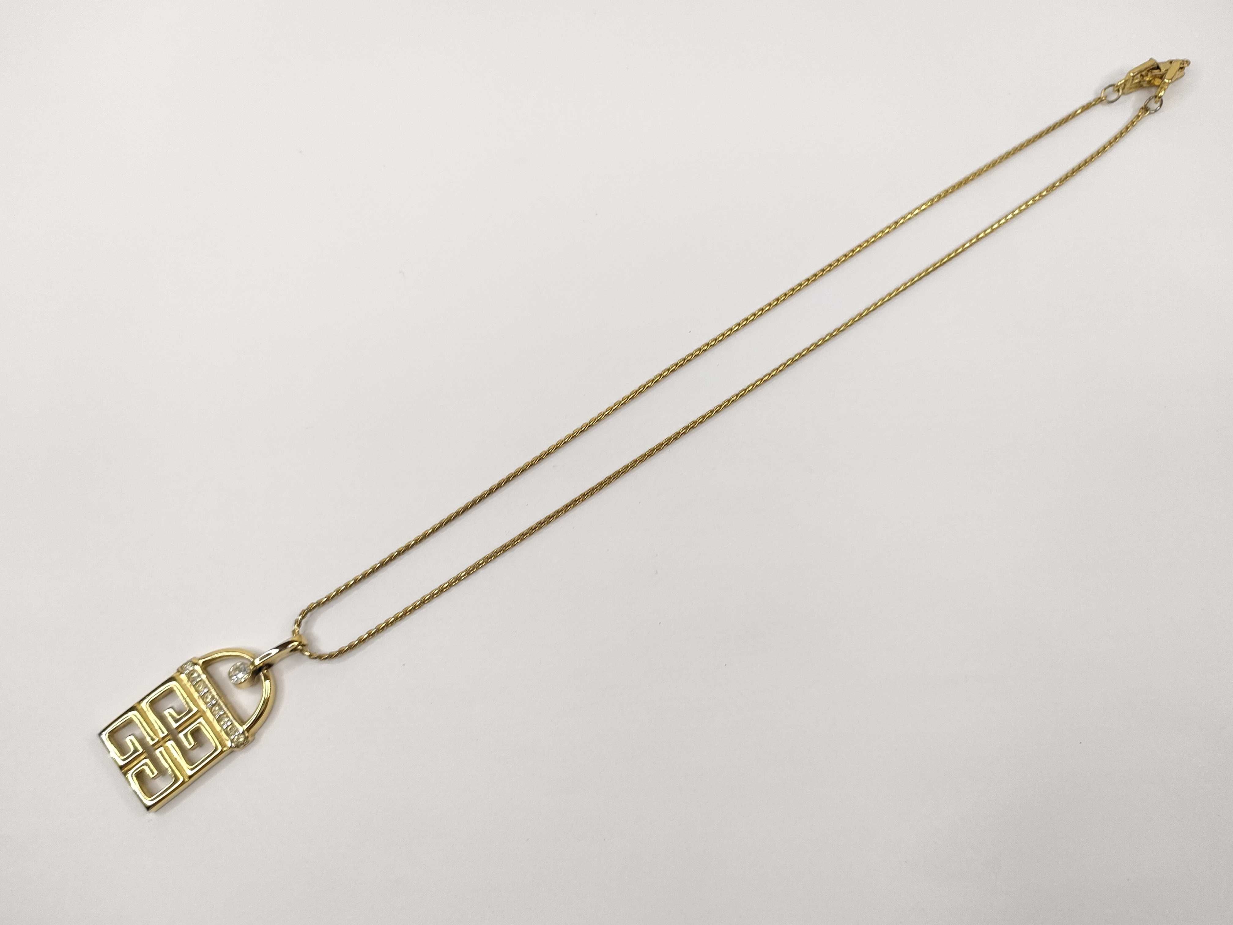 4G Logo Rhinestone Gold Tone Pendant Necklace — view 9