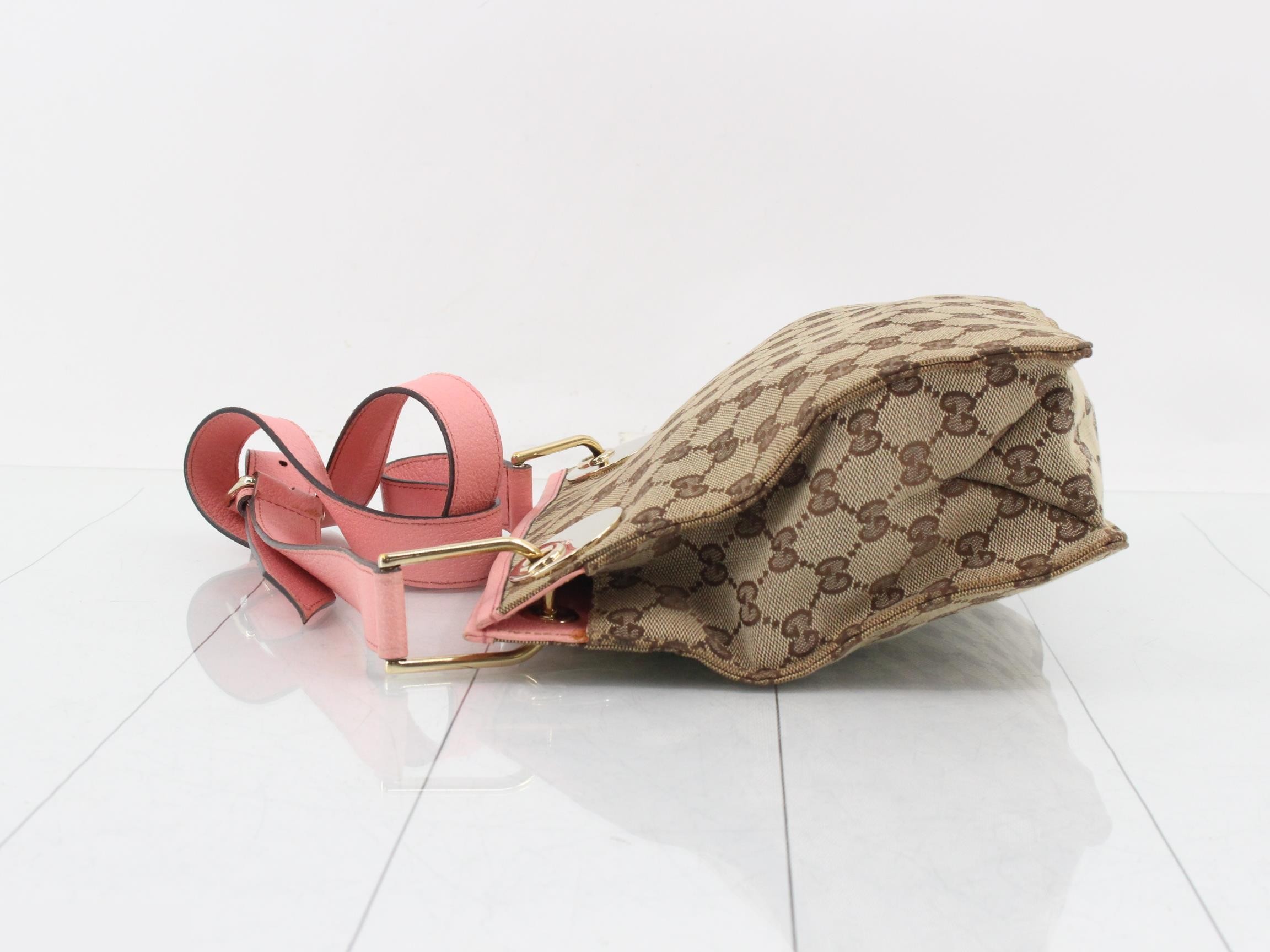 GG Canvas Shoulder Bag, Canvas/Leather, Brown — view 4