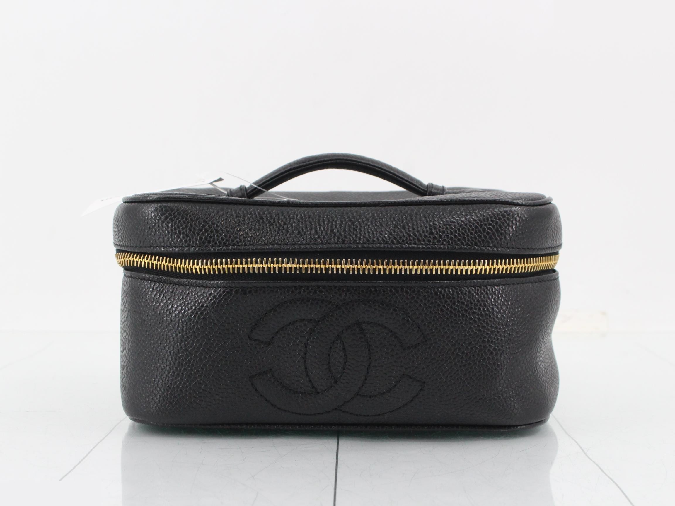 Coco Mark Vanity Bag, Caviar Leather, Black