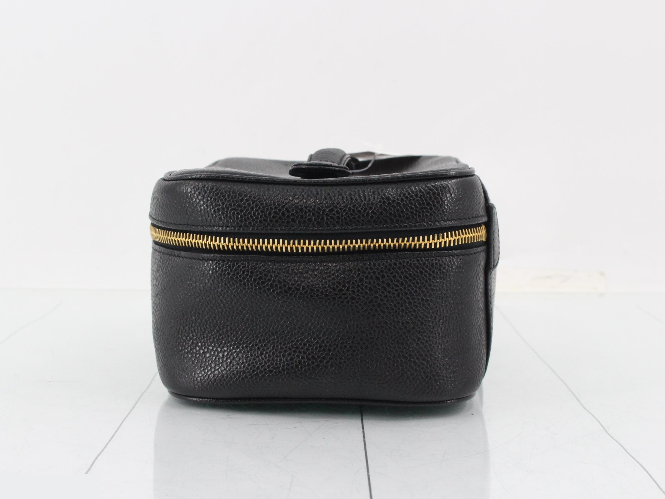 Coco Mark Vanity Bag, Caviar Leather, Black — view 3