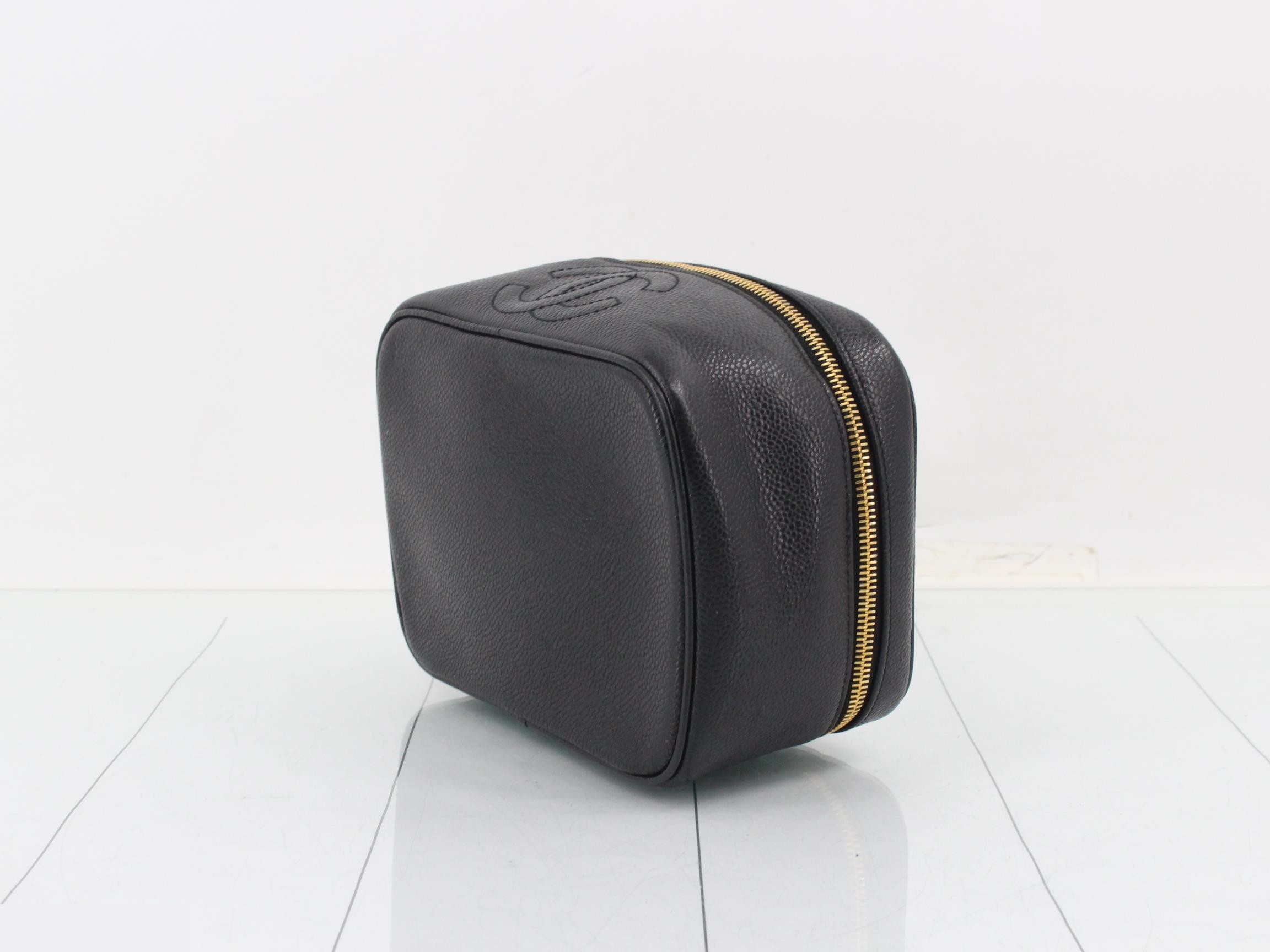 Coco Mark Vanity Bag, Caviar Leather, Black — view 6