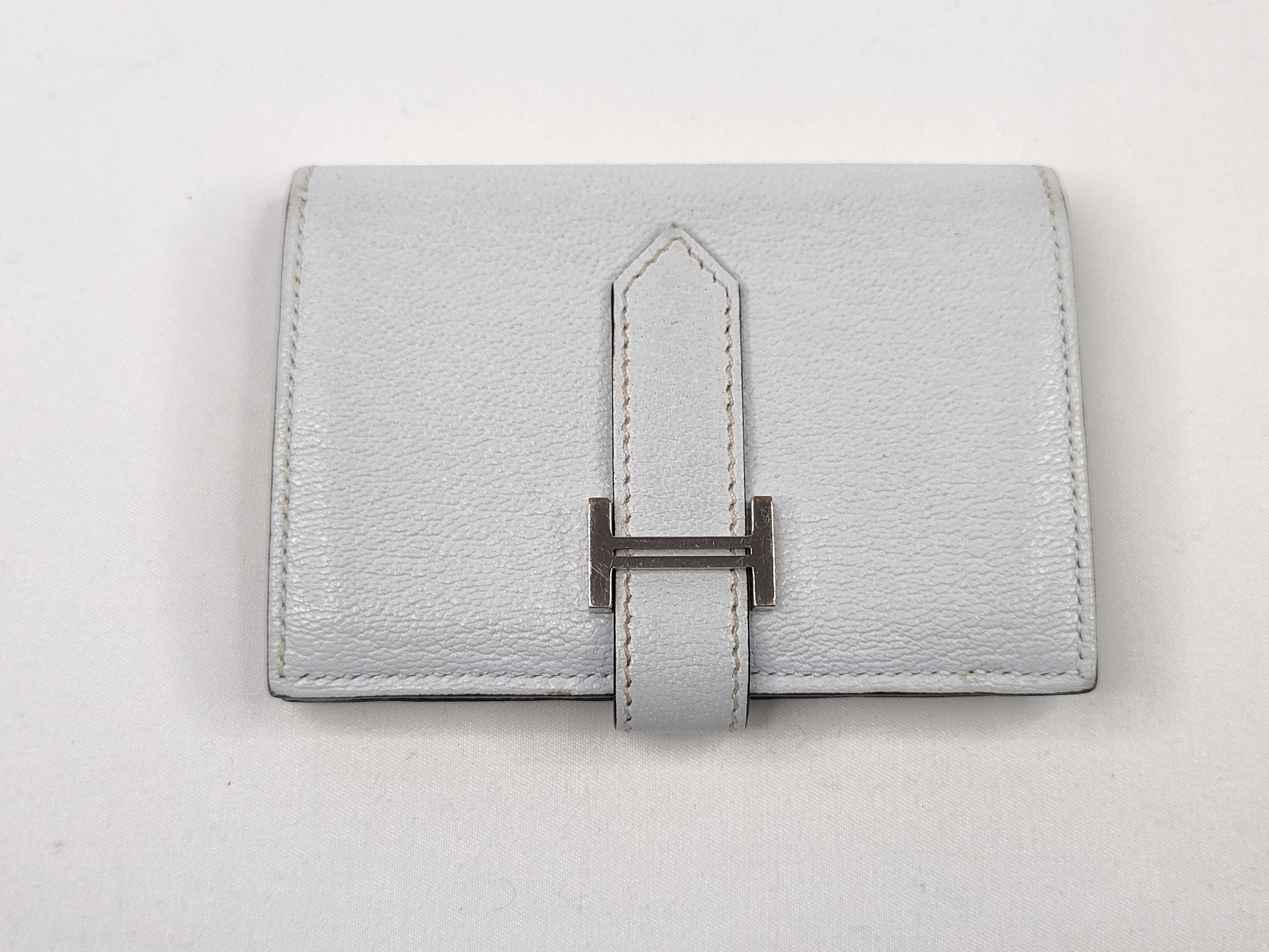 Bearn Mini Chevre Mysore Blue Brume Compact Wallet (U stamp)