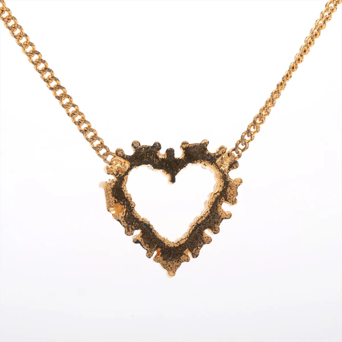 Heart Necklace, GP x Rhinestone, Gold, — view 2
