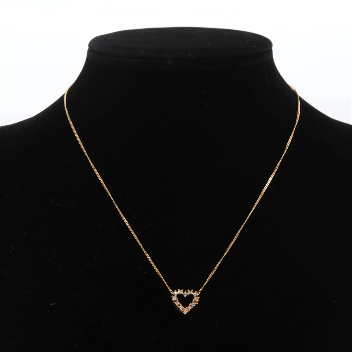 Heart Necklace, GP x Rhinestone, Gold, — view 5