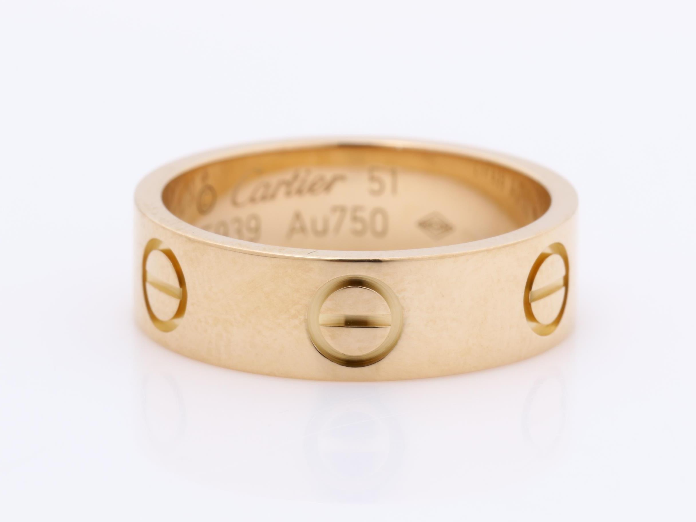 Au750PG Love Ring, size 51, 5.4g, approximately 5.5mm wide.