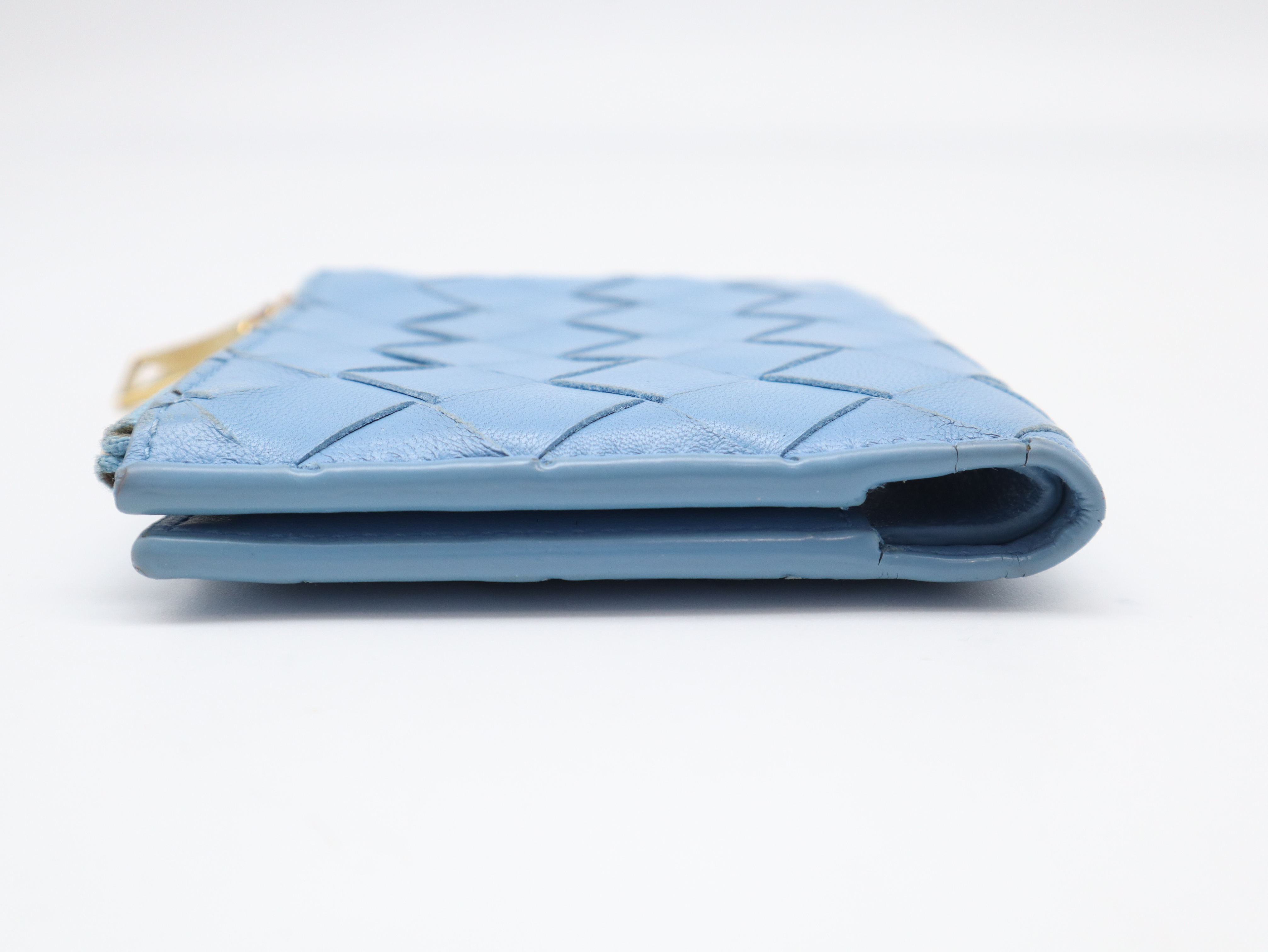 Intrecciato Bi-fold Wallet, Blue — view 5