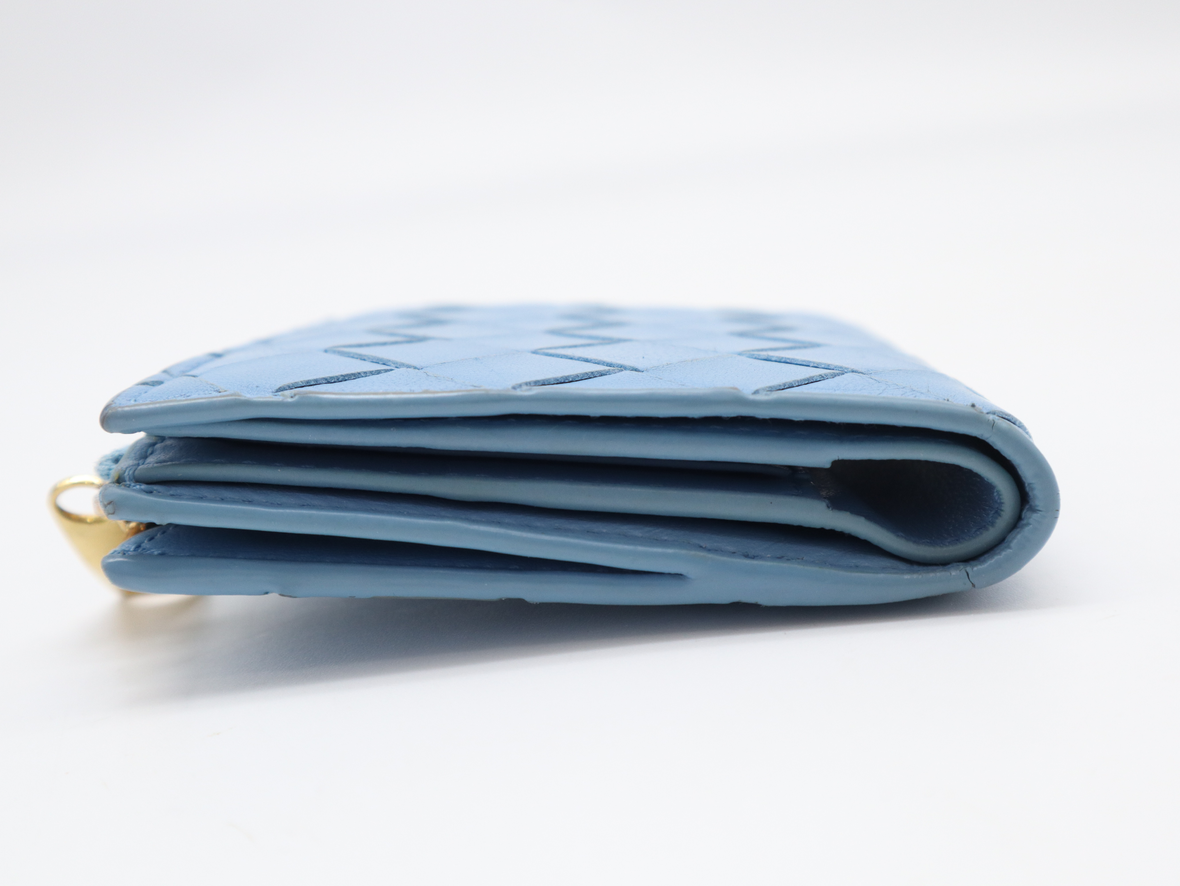 Intrecciato Bi-fold Wallet, Blue — view 6