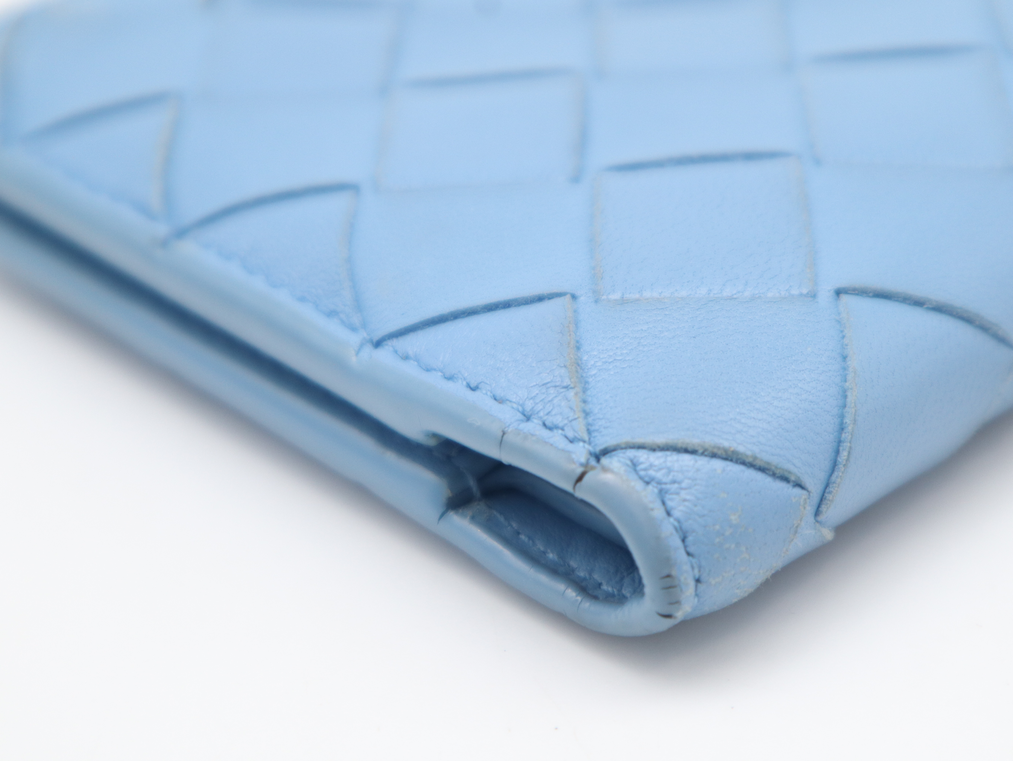 Intrecciato Bi-fold Wallet, Blue — view 7