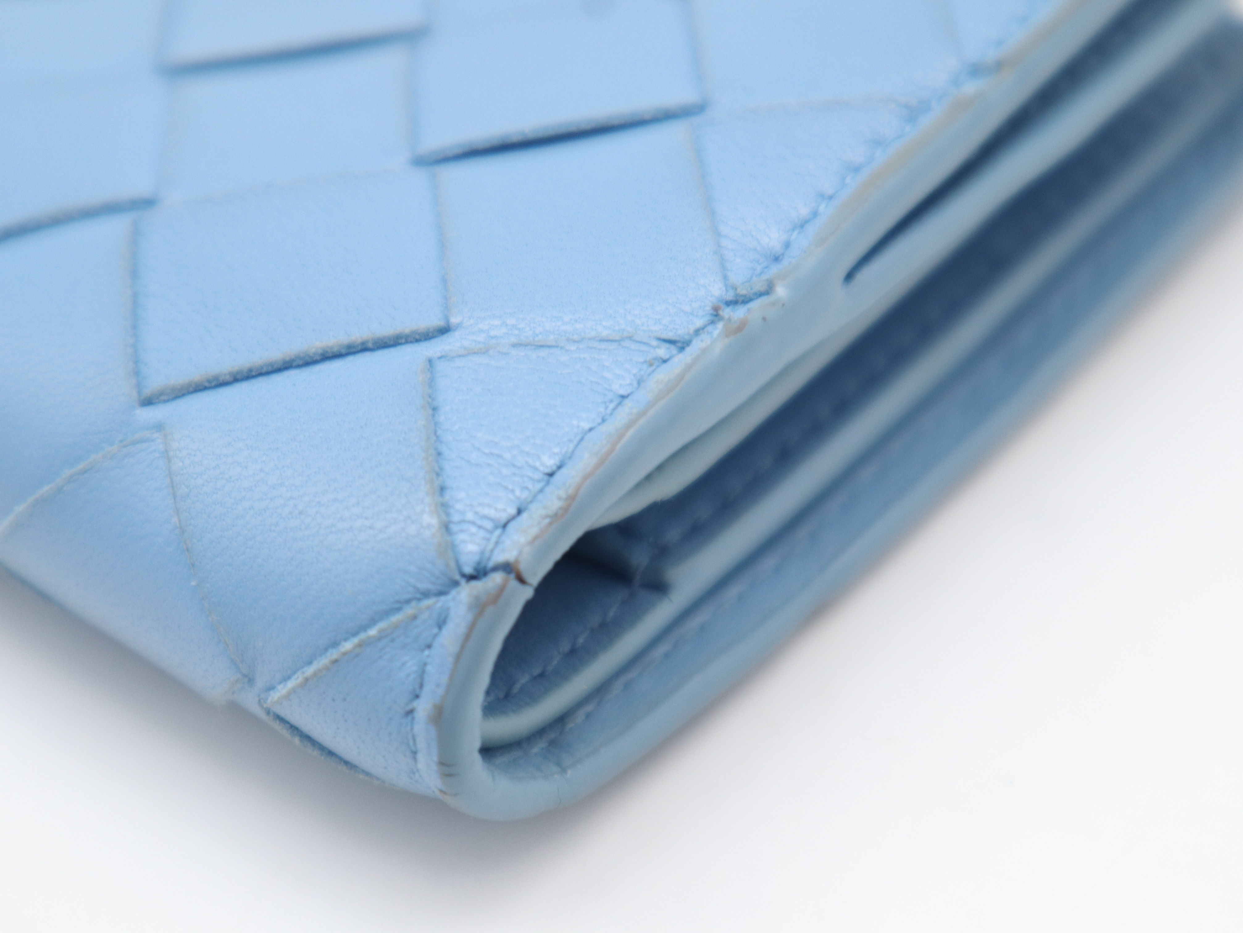 Intrecciato Bi-fold Wallet, Blue — view 8