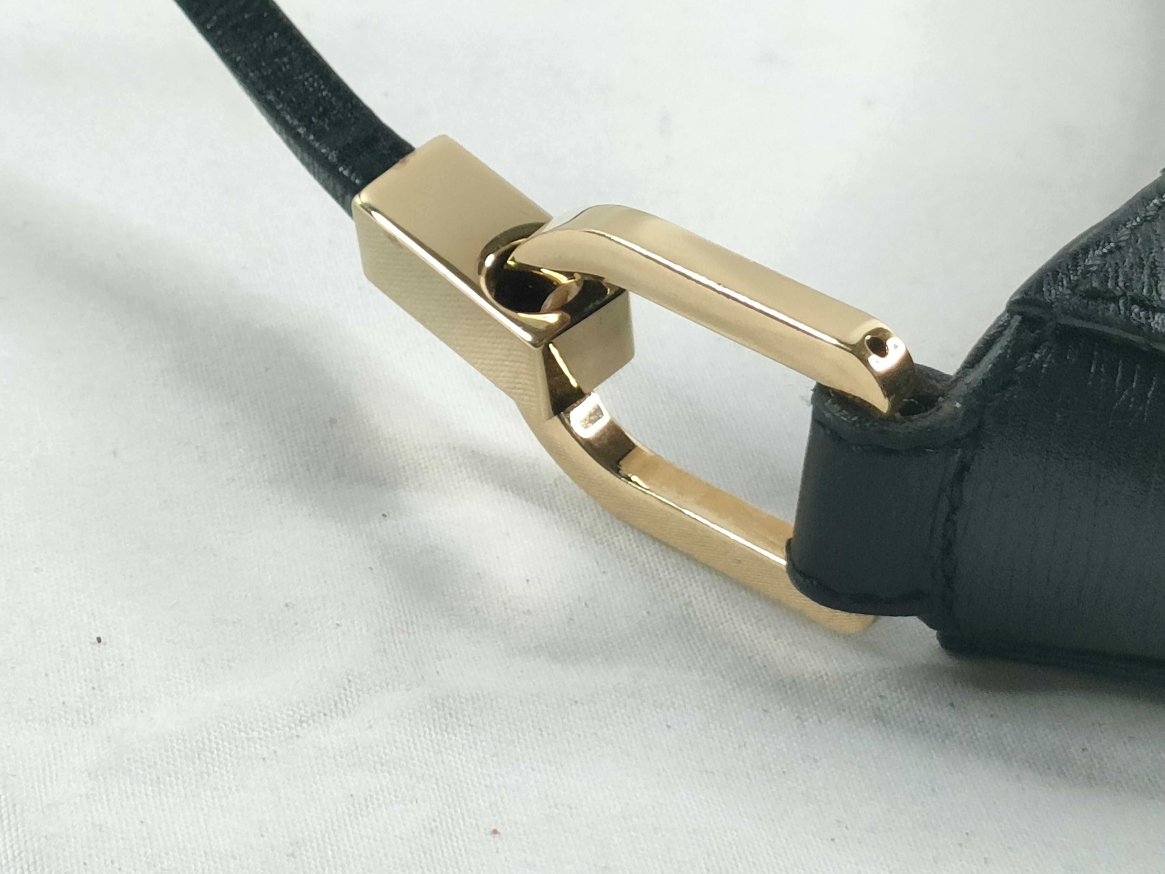 leather shoulder bag with gold hardware. — view 8