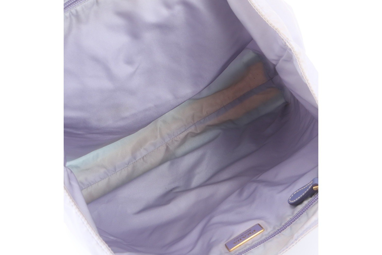 Tessuto Nylon Triangle Logo Doll Embroidery Leather Tote Bag — view 7