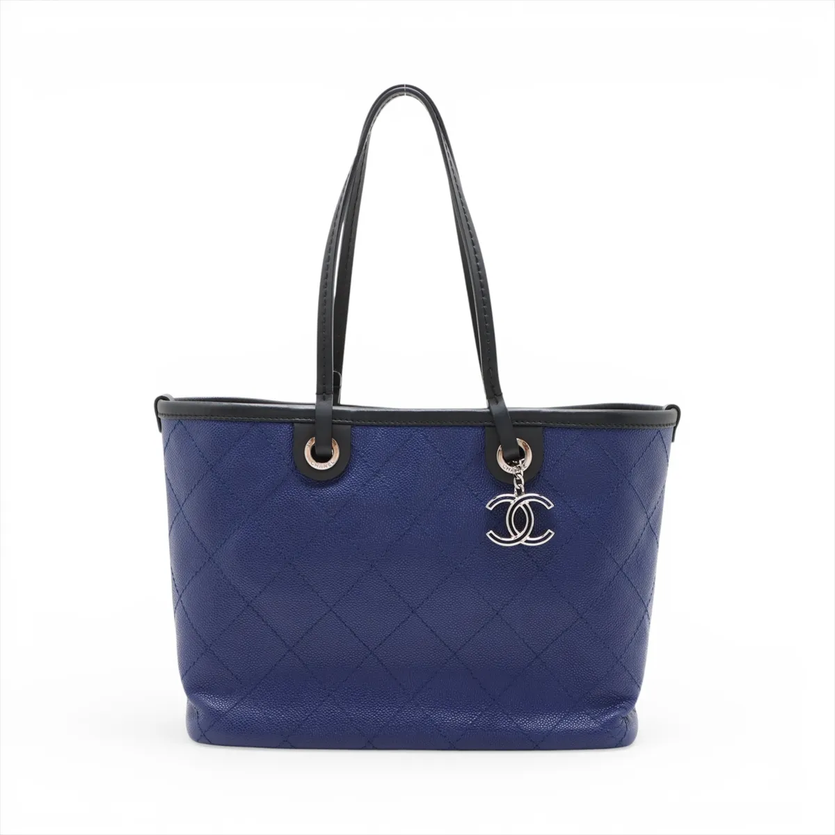 Wild Stitch Caviar Skin Tote Bag, Leather, Blue, Silver Hardware, 19246219, Serial Number 19 — view 2