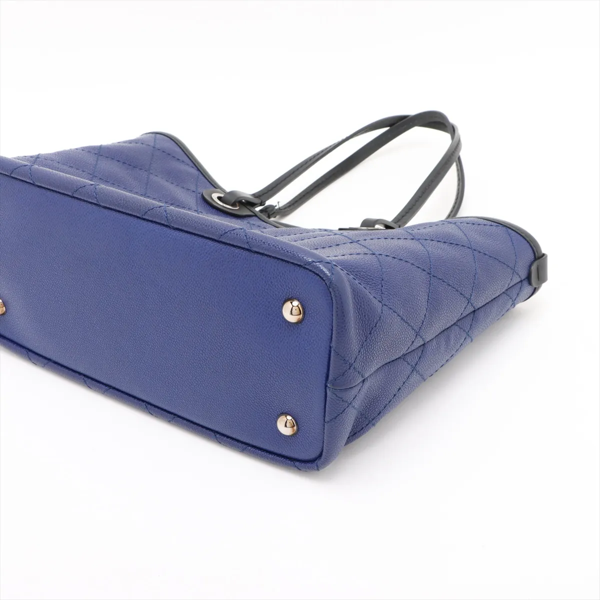 Wild Stitch Caviar Skin Tote Bag, Leather, Blue, Silver Hardware, 19246219, Serial Number 19 — view 3