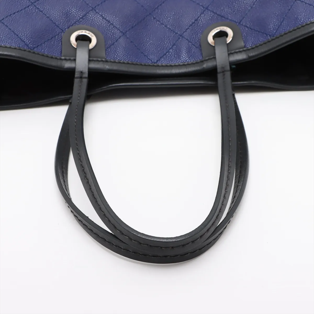 Wild Stitch Caviar Skin Tote Bag, Leather, Blue, Silver Hardware, 19246219, Serial Number 19 — view 5