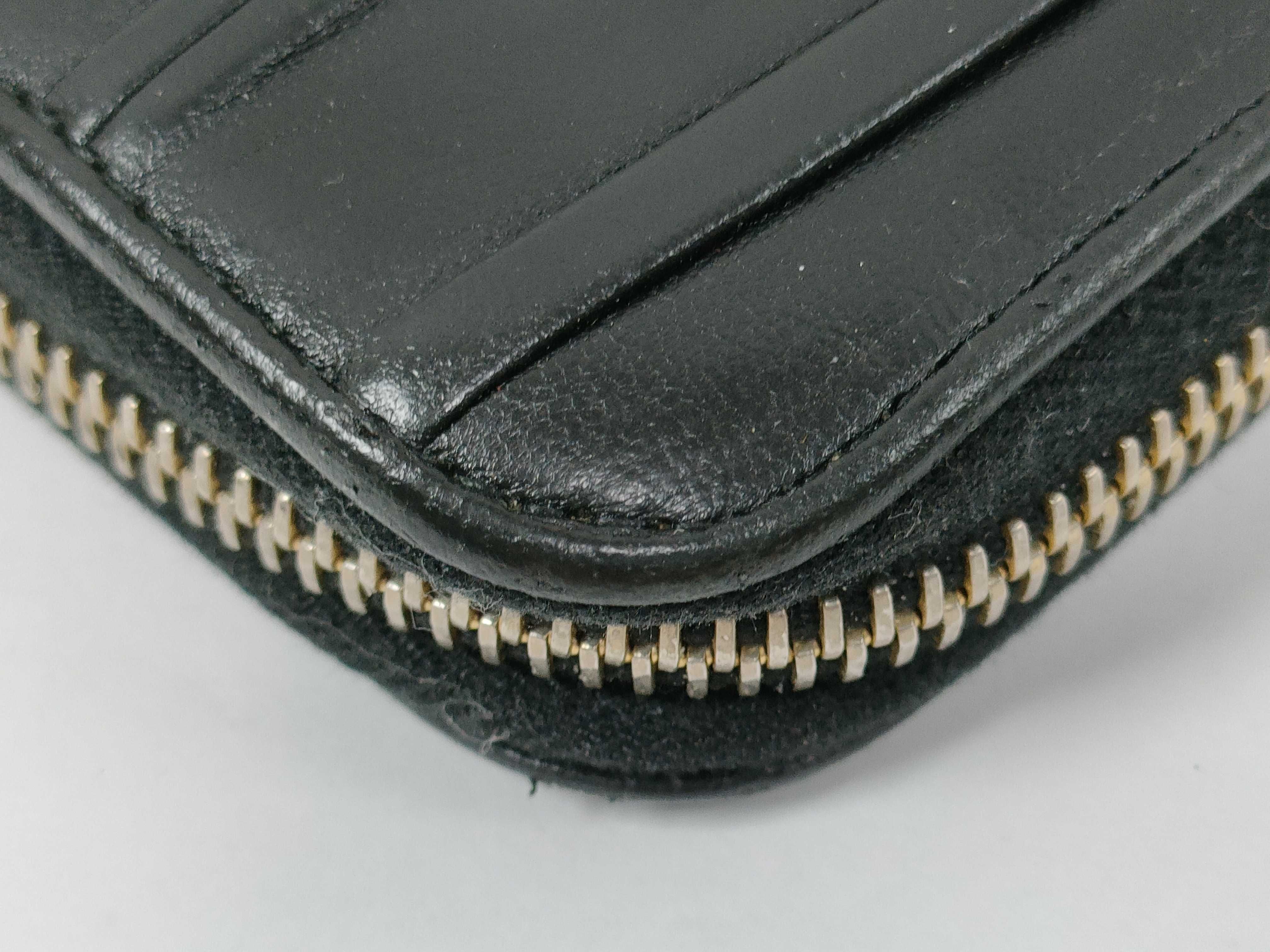 Matelassé Leather Round Long Wallet, Black, with Box — view 6