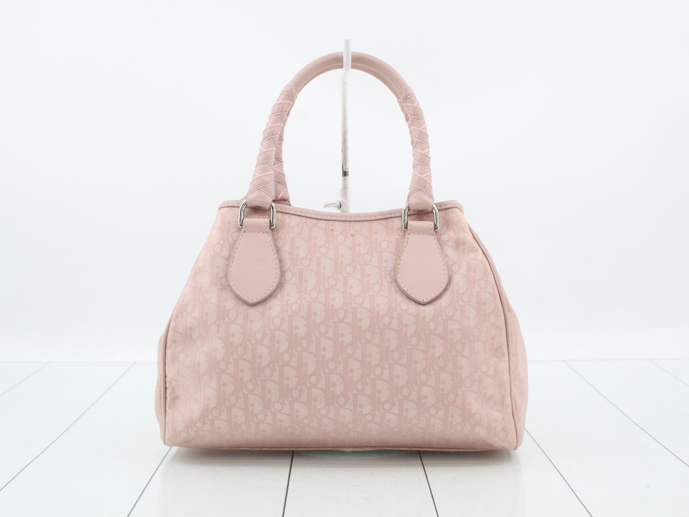 Trotter Tote Bag, Canvas/Leather, Pink — view 2
