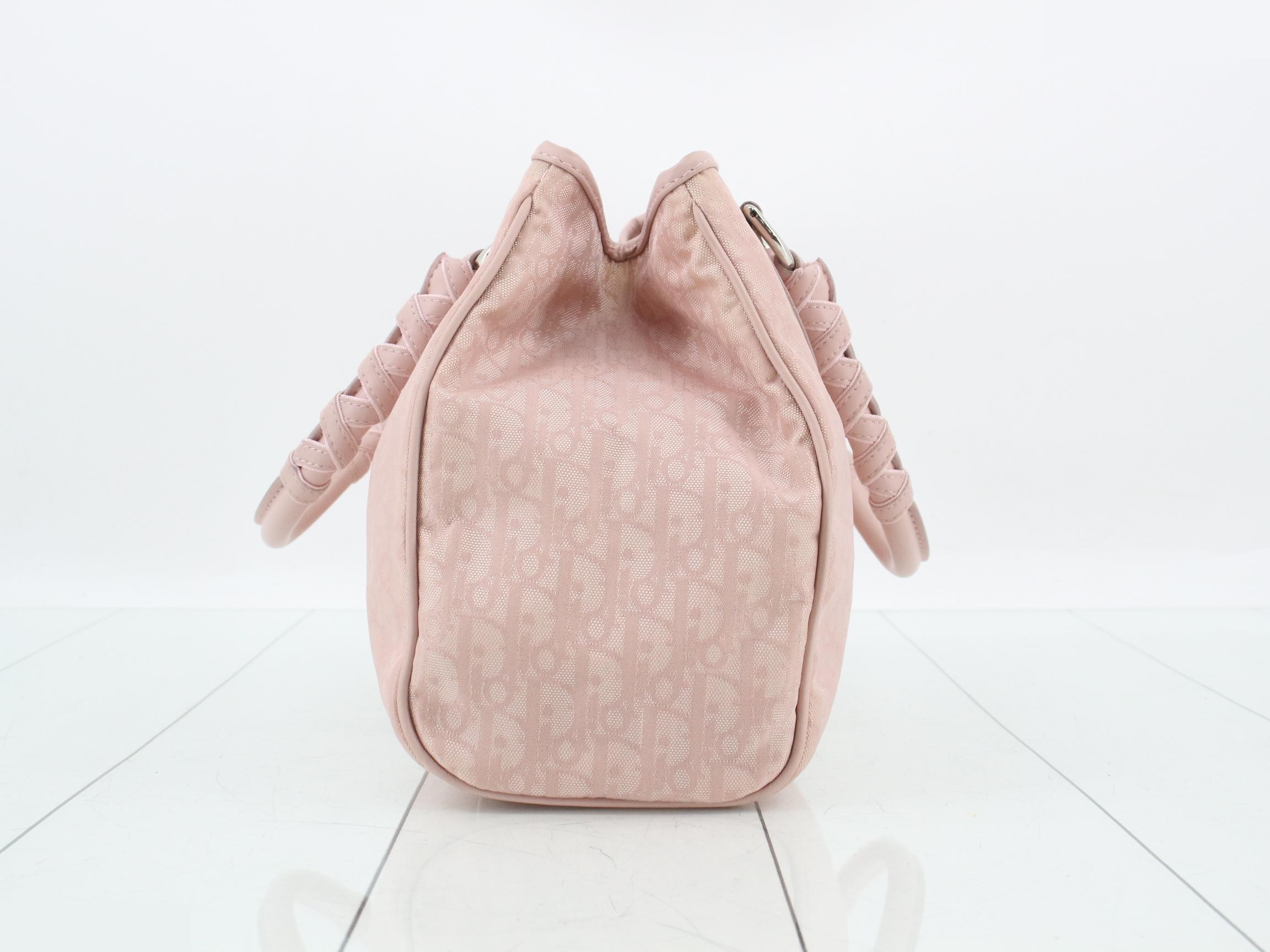 Trotter Tote Bag, Canvas/Leather, Pink — view 3
