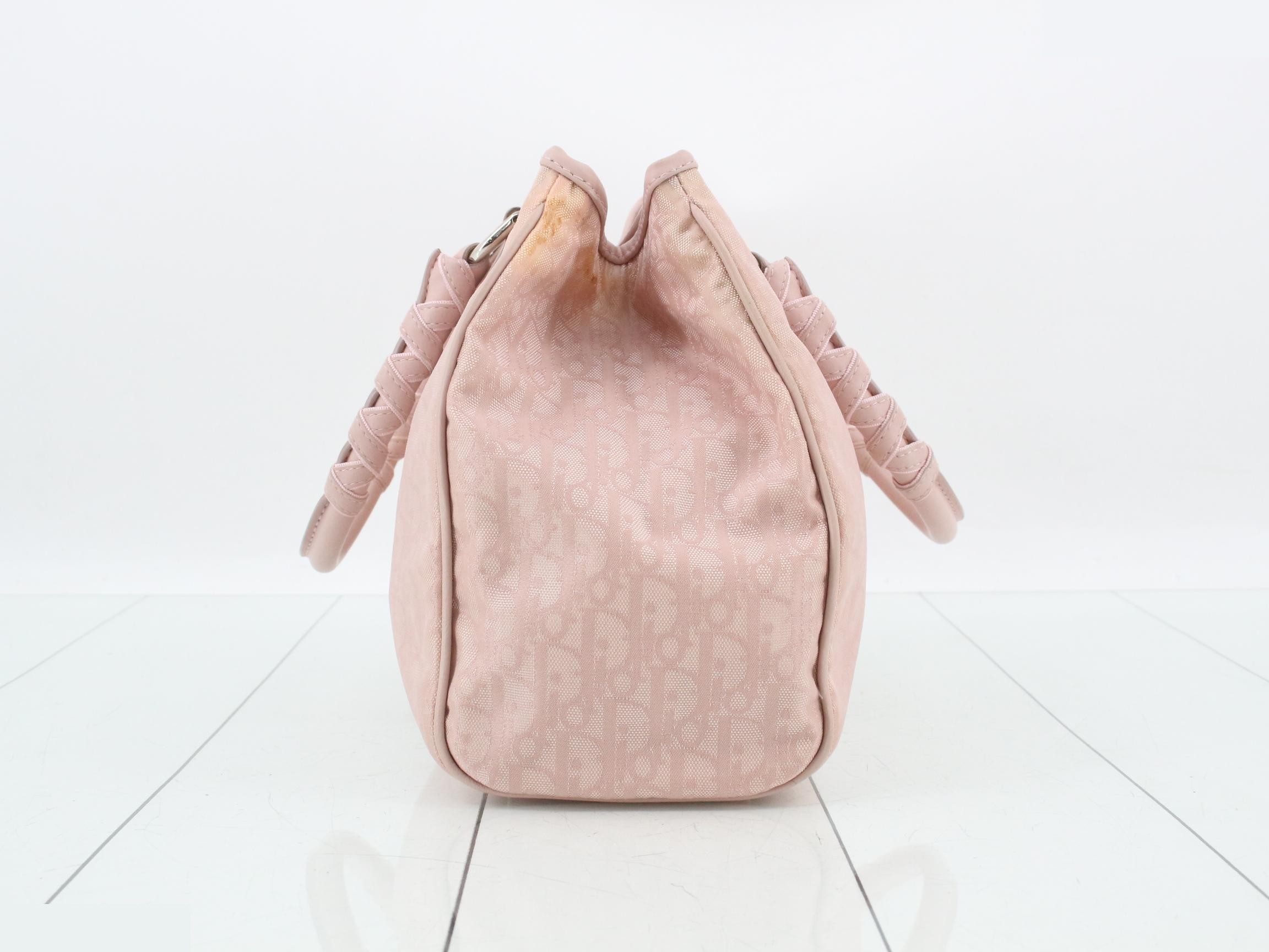 Trotter Tote Bag, Canvas/Leather, Pink — view 4