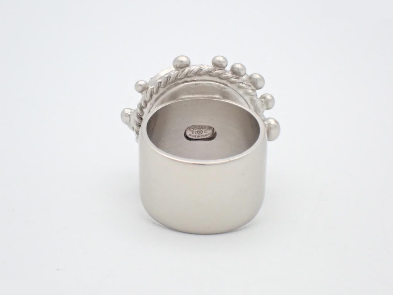 Coco Mark Rhinestone Pearl Ring, 02C, with Box, Size #14 — view 2