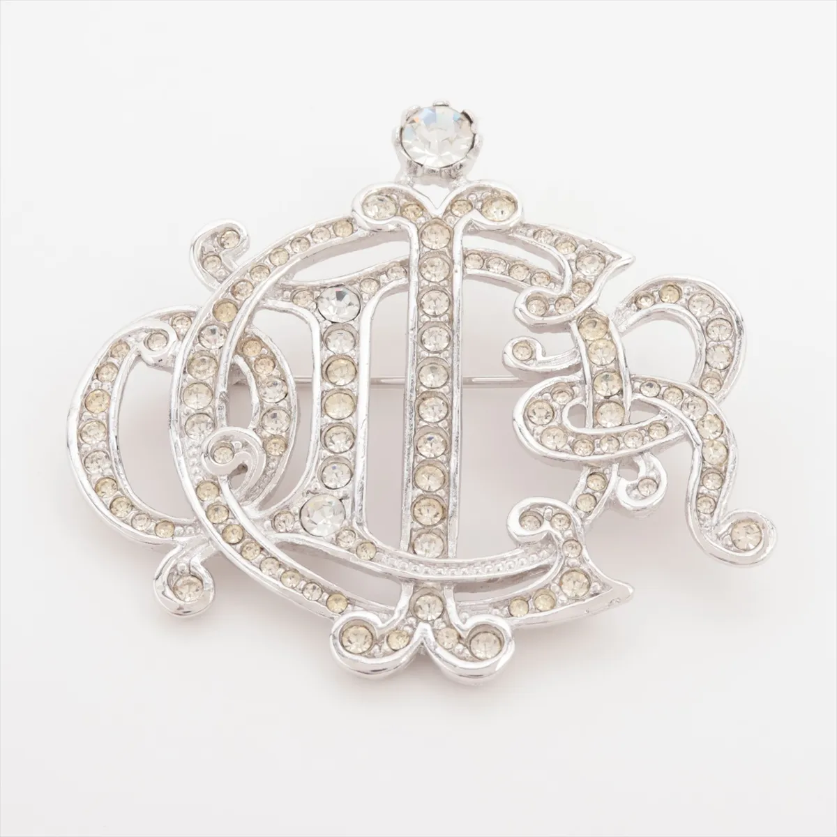 Logo Brooch GP x Rhinestone Silver