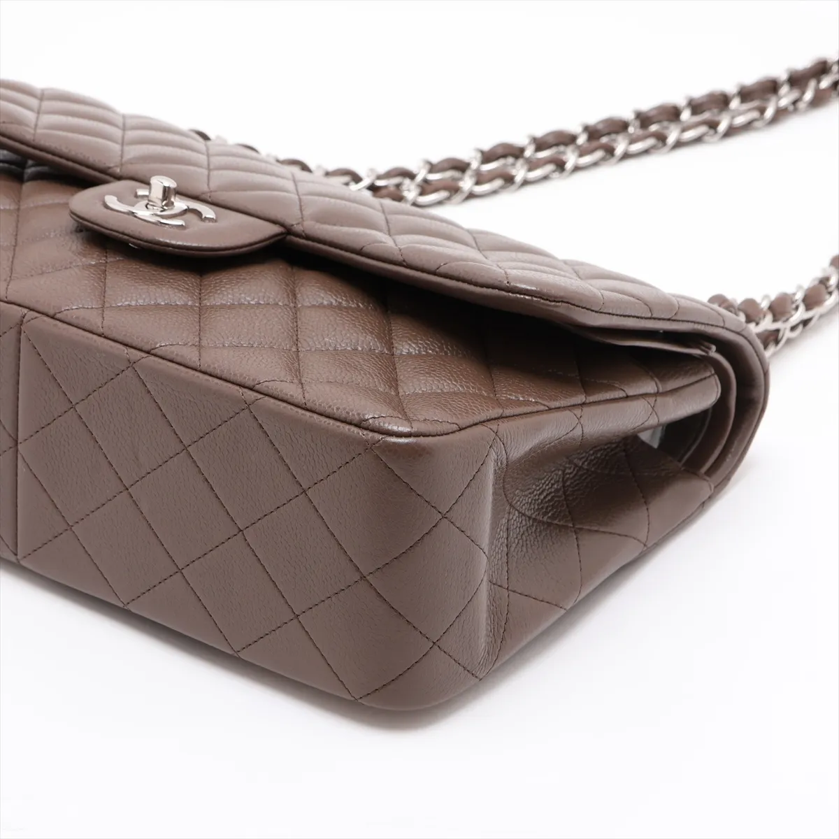 [Individually packaged] Chanel Large Matelassé 30 Caviar Skin Double Flap Double Chain Bag, Brown, Silver Hardware, 16710538, Serial Number 16-series, A58600 — view 3