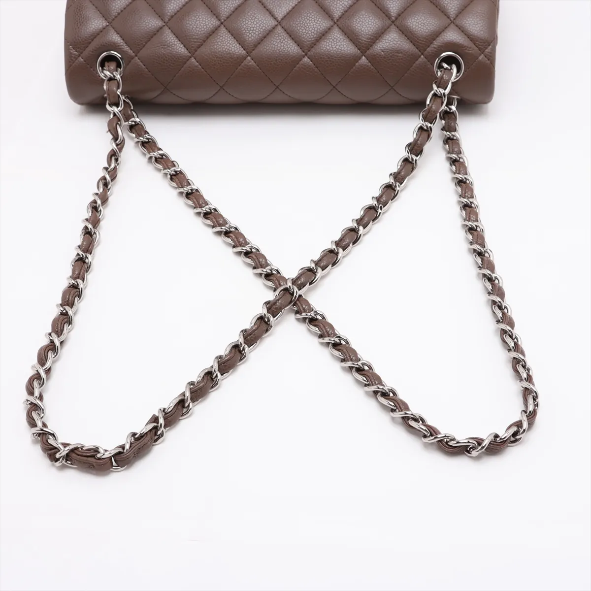 [Individually packaged] Chanel Large Matelassé 30 Caviar Skin Double Flap Double Chain Bag, Brown, Silver Hardware, 16710538, Serial Number 16-series, A58600 — view 5