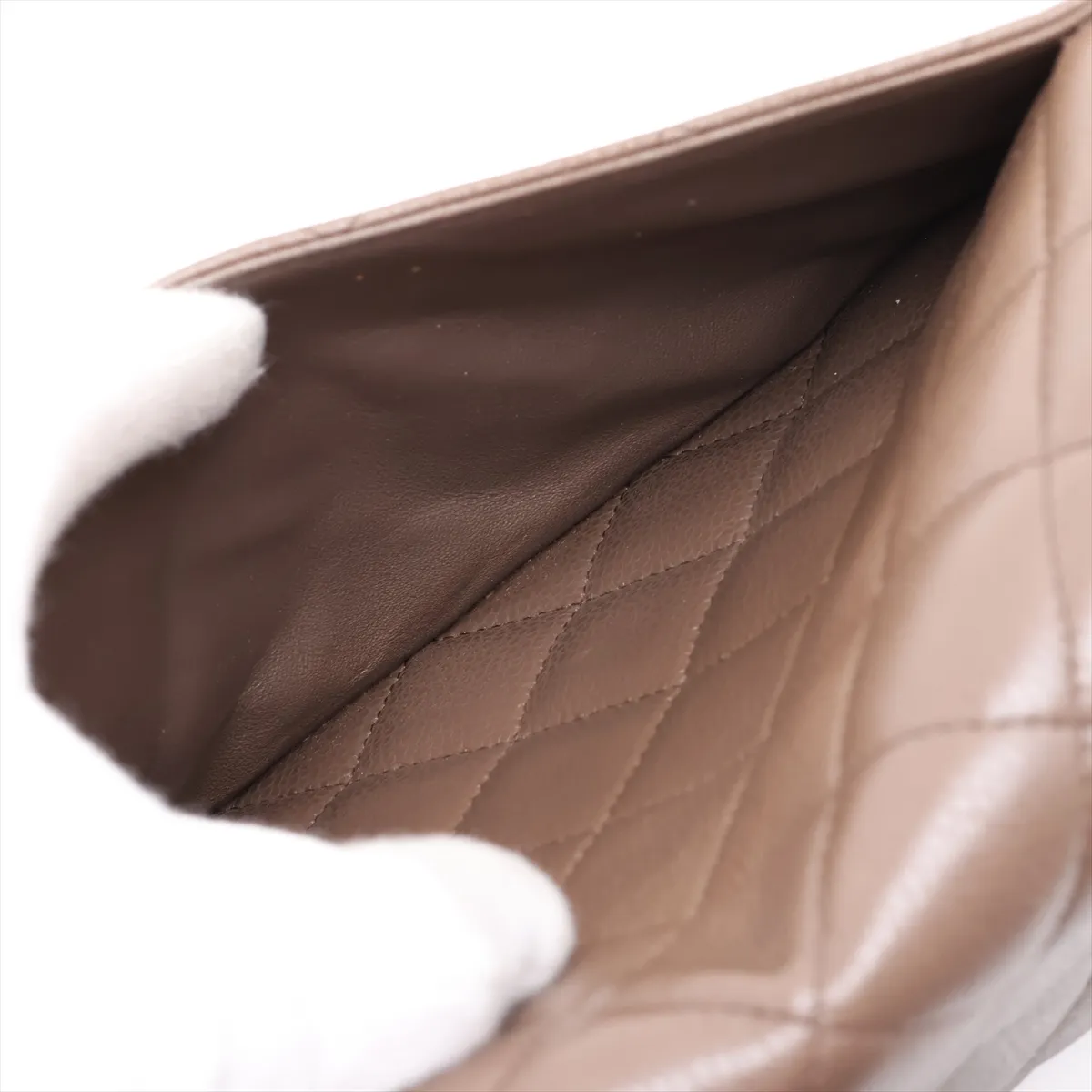 [Individually packaged] Chanel Large Matelassé 30 Caviar Skin Double Flap Double Chain Bag, Brown, Silver Hardware, 16710538, Serial Number 16-series, A58600 — view 10