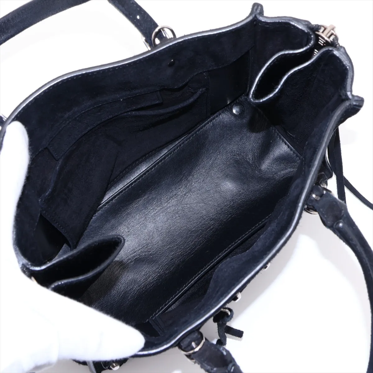 The Paper Mini 357333 Suede 2-Way Handbag Black — view 8