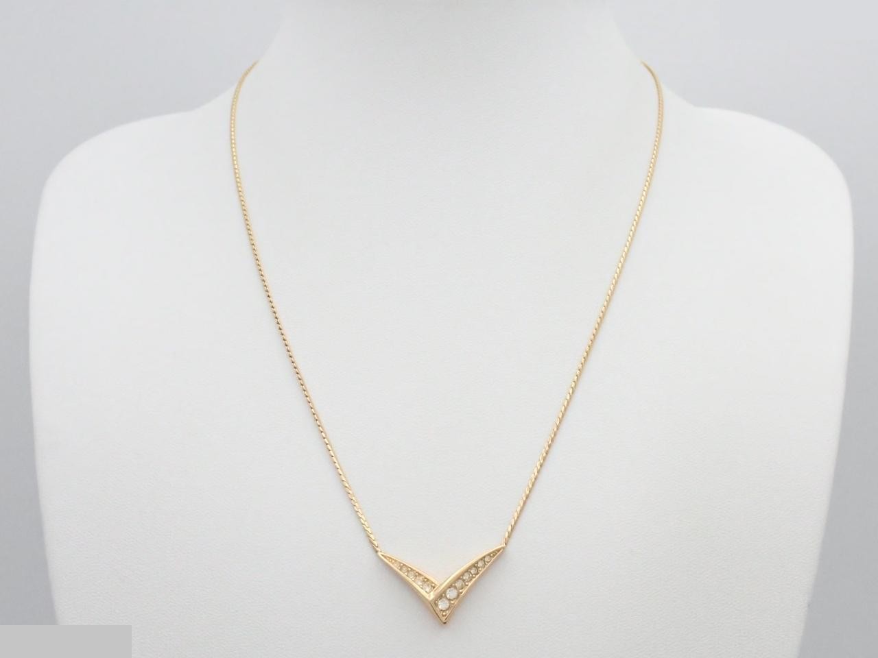 necklace with rhinestones, chain approximately 44cm long. — view 3