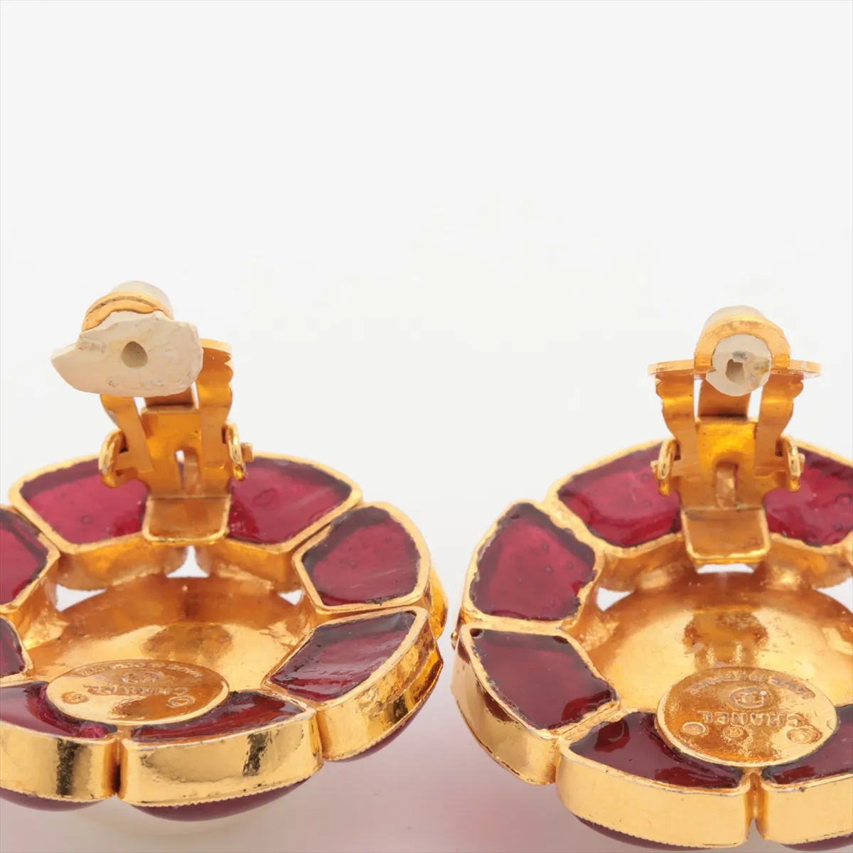 Gripore earrings (for both ears) GP x Colored stone Red x Gold — view 4