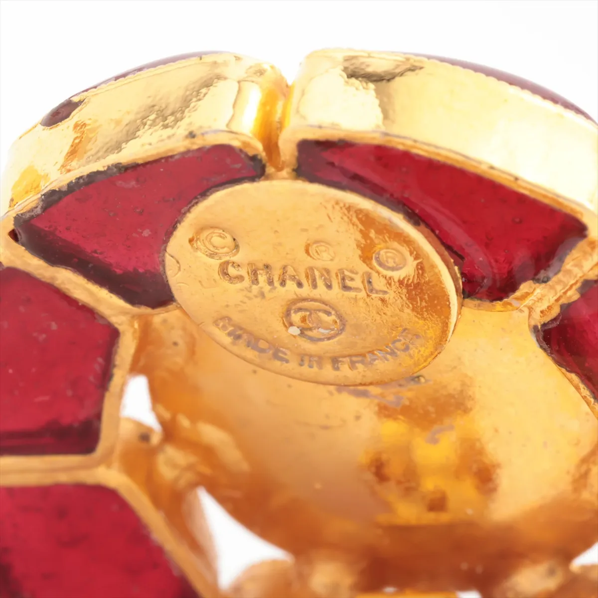 Gripore earrings (for both ears) GP x Colored stone Red x Gold — view 5