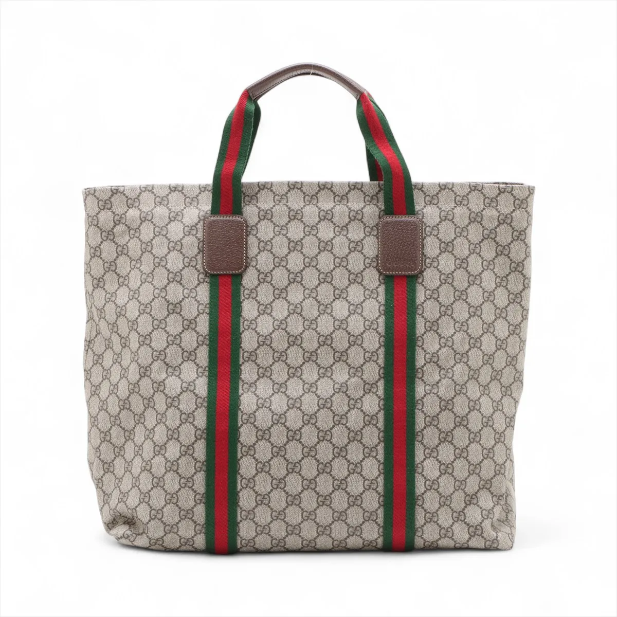 GG Supreme PVC x Leather Tote Bag, Brown x Beige, 763287 — view 2