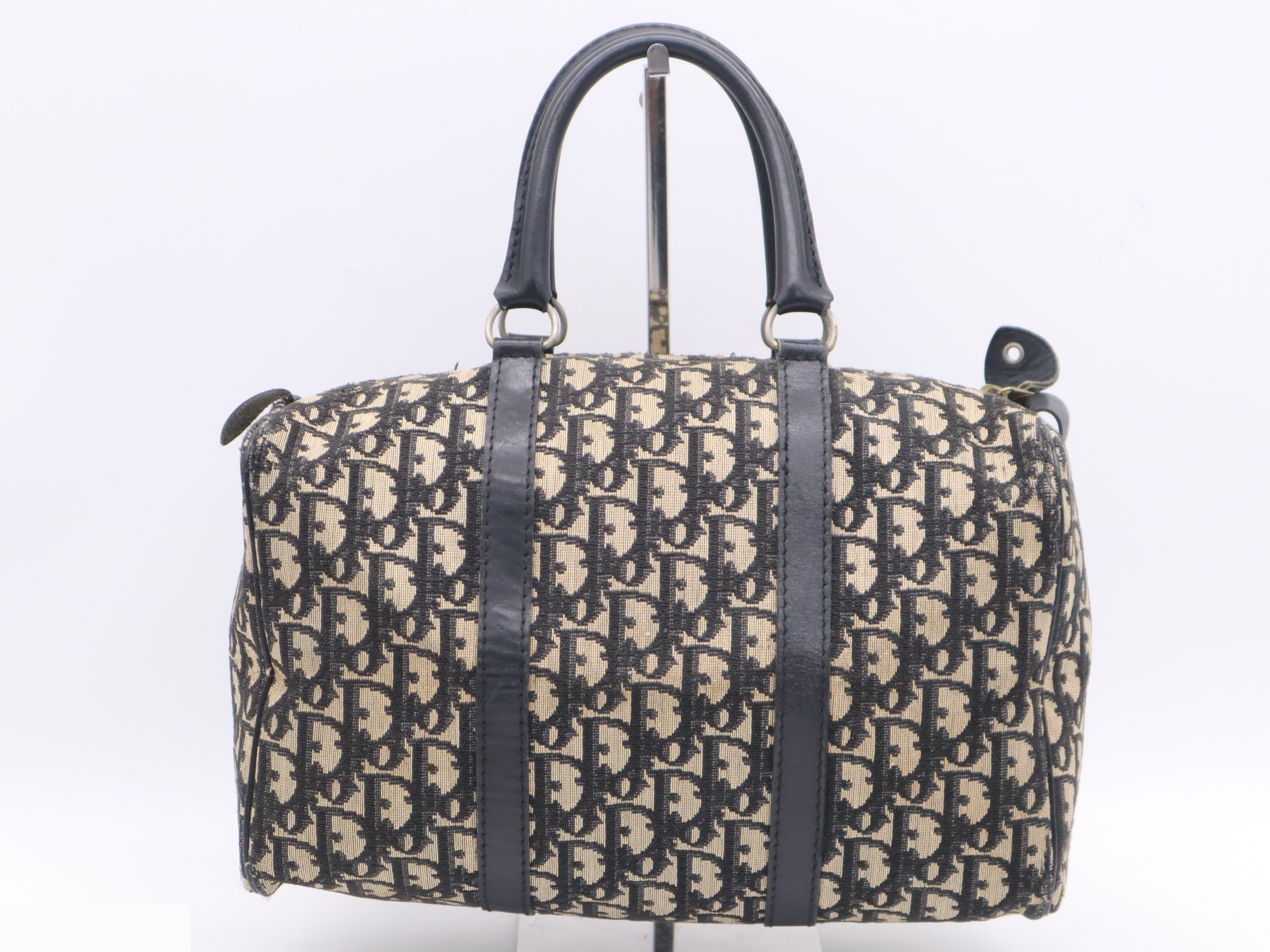 Canvas and leather Trotter Boston bag, beige, gold hardware.