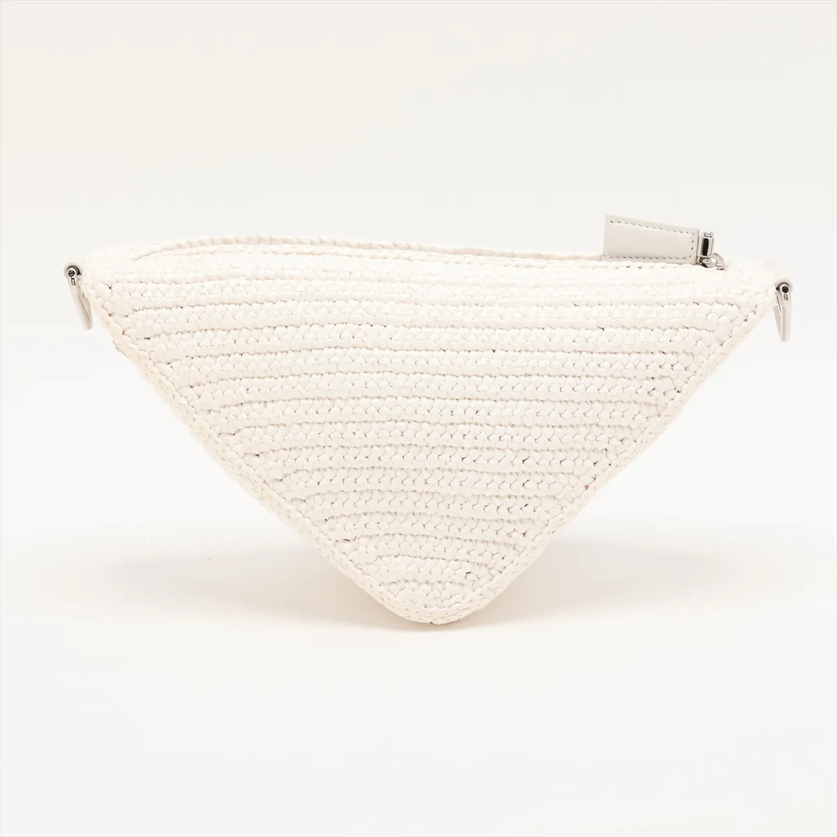 Triangle 1BH190 Raffia Shoulder Bag, White, Unsigned Guarantee Card — view 2