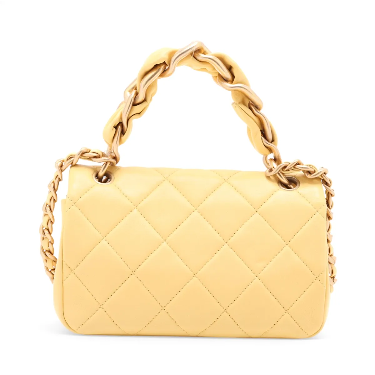 Mini Matelassé Lambskin 2-Way Shoulder Bag, Yellow with Gold Hardware, 31188754 (Serial Number ), AS2387 — view 2