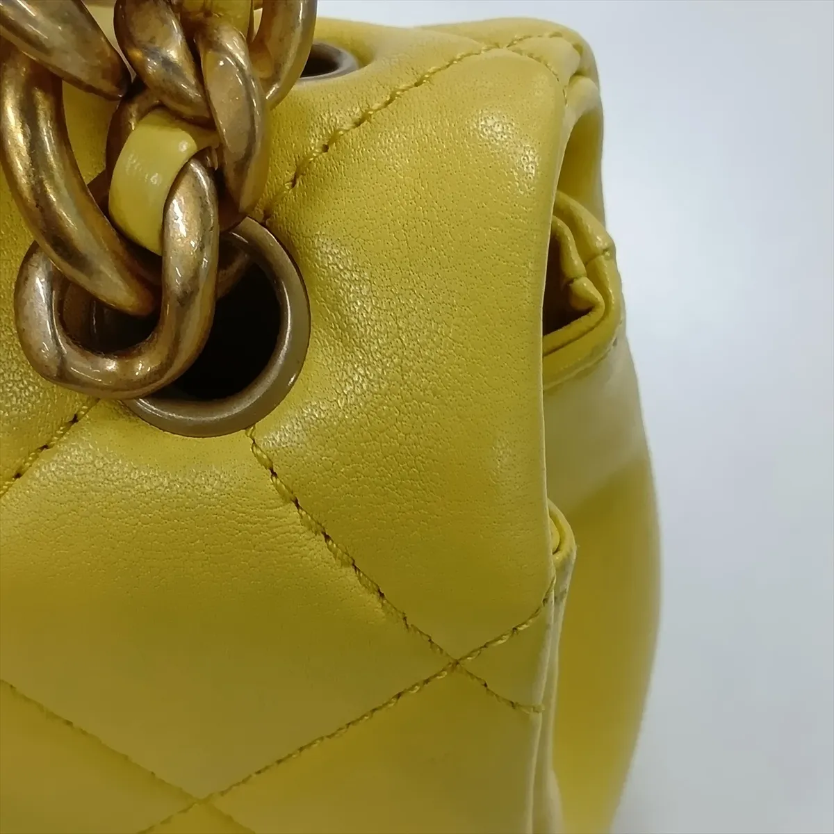 Mini Matelassé Lambskin 2-Way Shoulder Bag, Yellow with Gold Hardware, 31188754 (Serial Number ), AS2387 — view 12