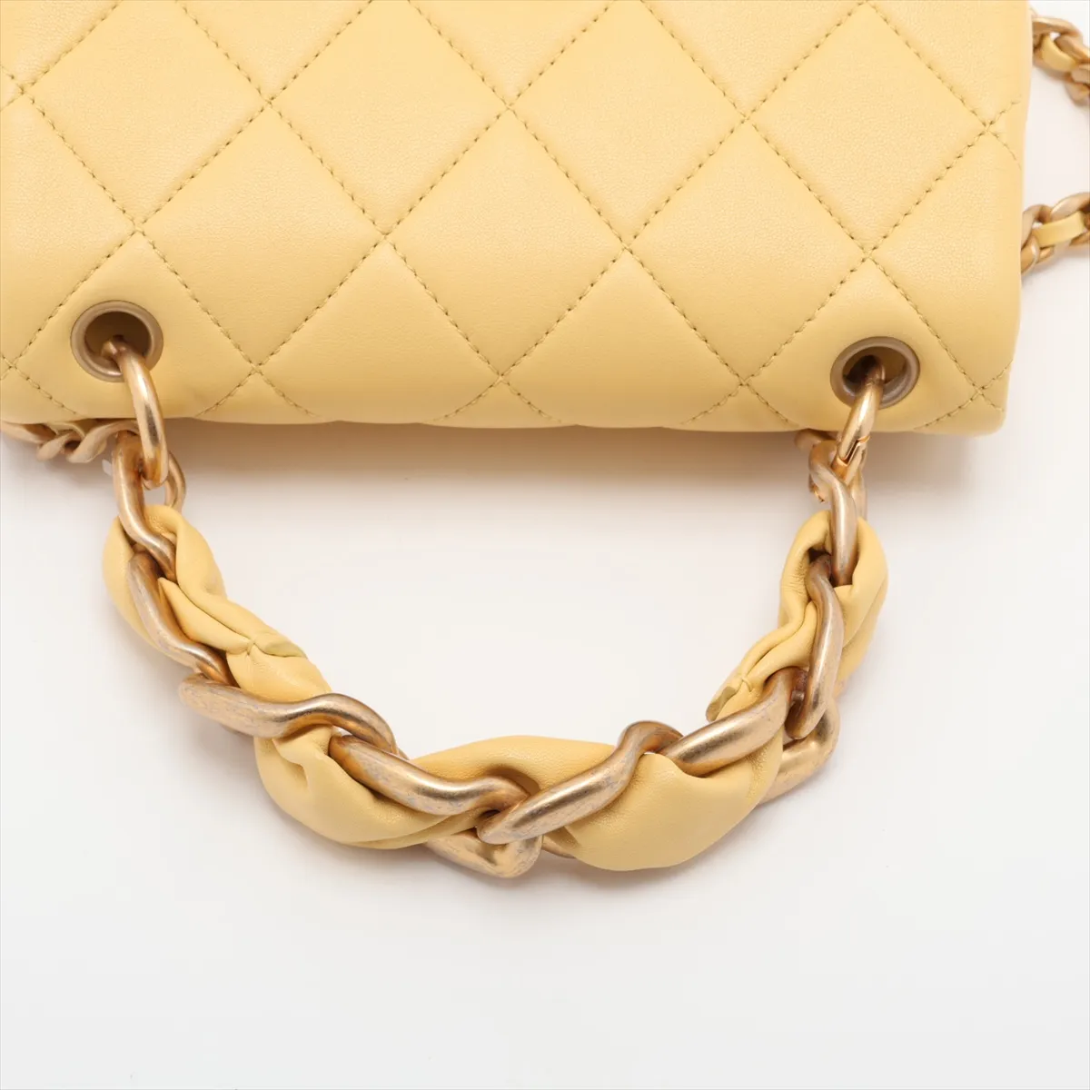 Mini Matelassé Lambskin 2-Way Shoulder Bag, Yellow with Gold Hardware, 31188754 (Serial Number ), AS2387 — view 5