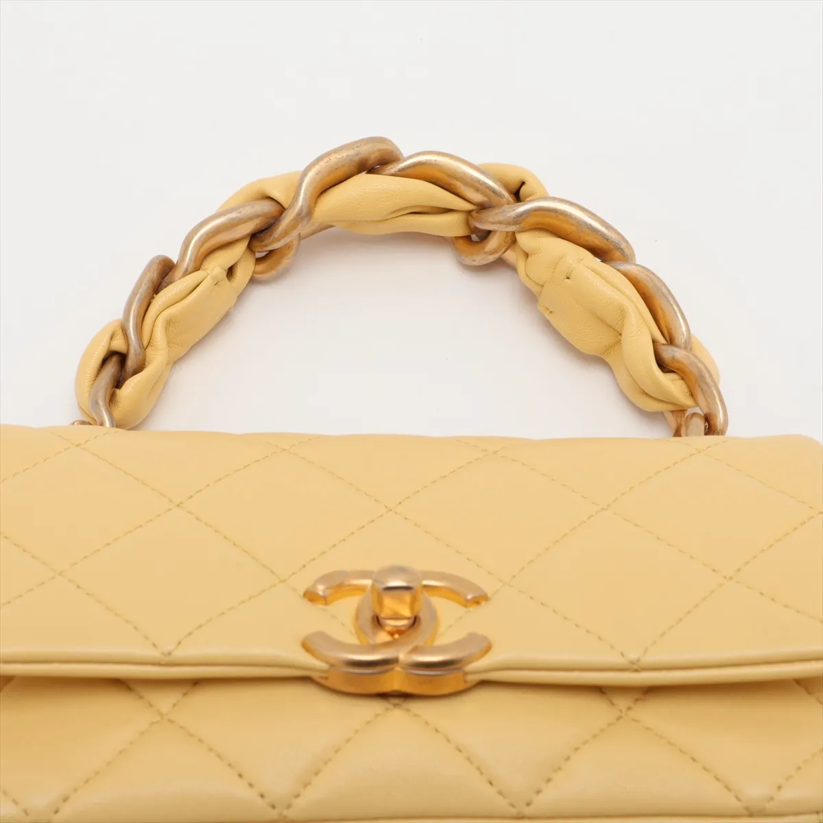 Mini Matelassé Lambskin 2-Way Shoulder Bag, Yellow with Gold Hardware, 31188754 (Serial Number ), AS2387 — view 6