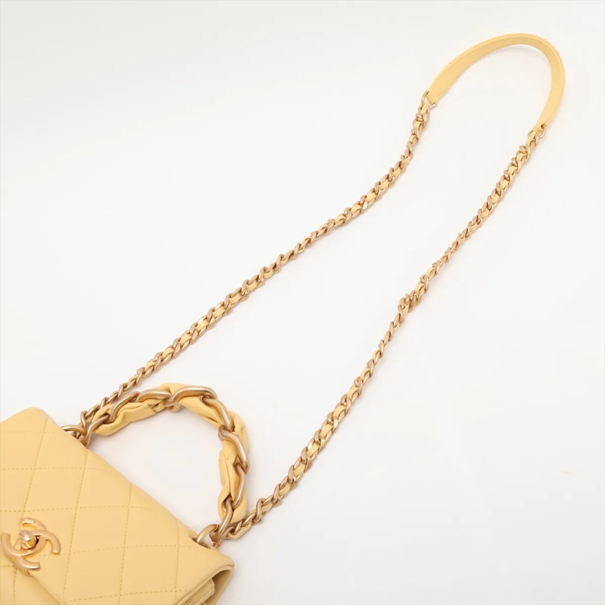 Mini Matelassé Lambskin 2-Way Shoulder Bag, Yellow with Gold Hardware, 31188754 (Serial Number ), AS2387 — view 7