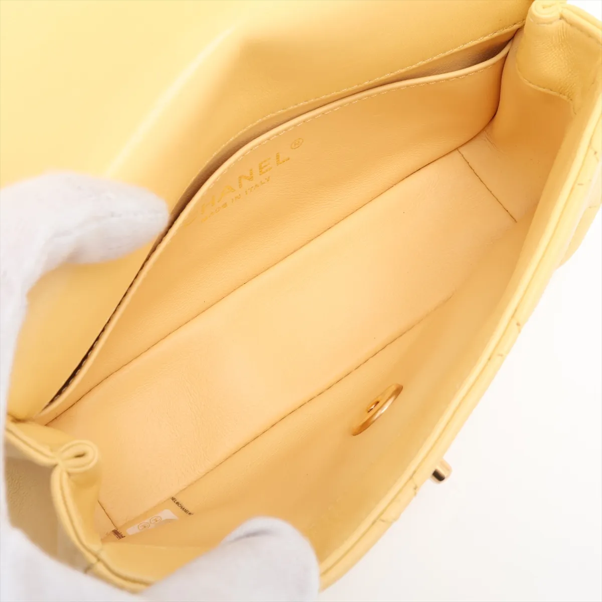 Mini Matelassé Lambskin 2-Way Shoulder Bag, Yellow with Gold Hardware, 31188754 (Serial Number ), AS2387 — view 8
