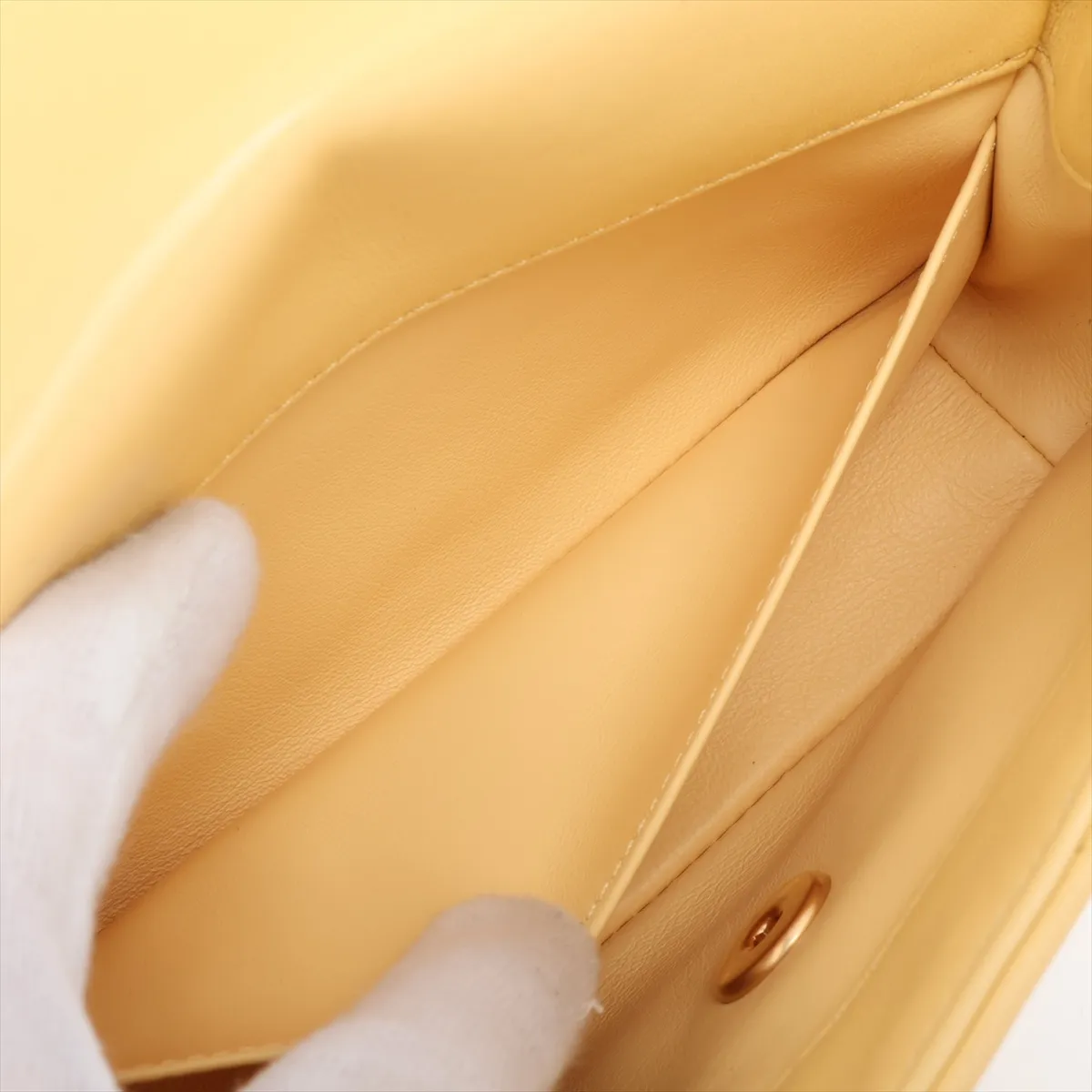 Mini Matelassé Lambskin 2-Way Shoulder Bag, Yellow with Gold Hardware, 31188754 (Serial Number ), AS2387 — view 9