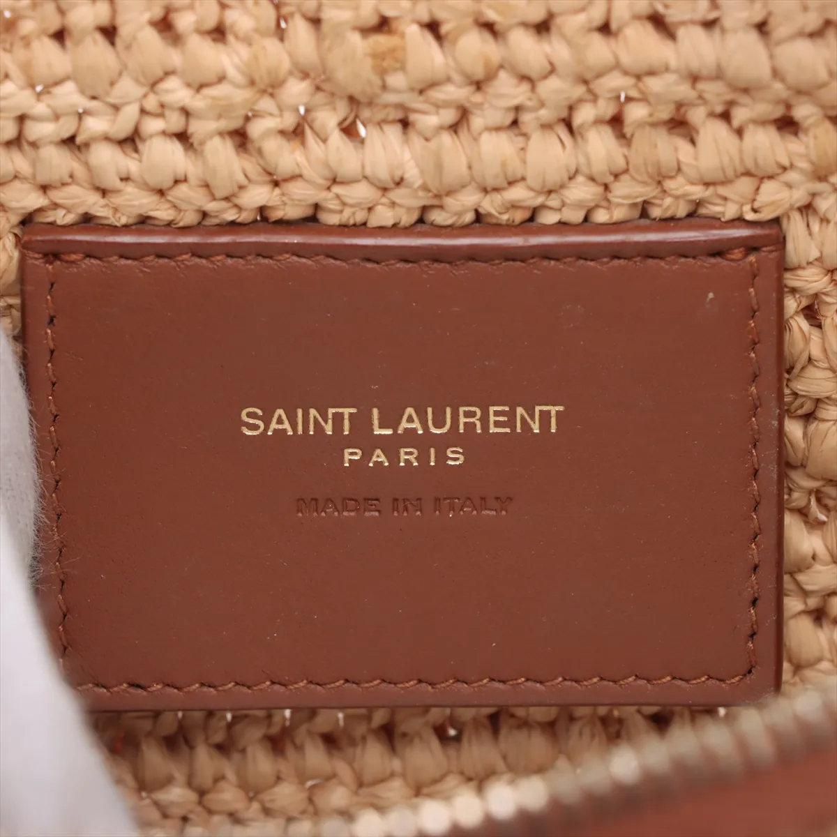 Raffia x Leather Shoulder Bag, Beige x Brown, 774293 — view 7