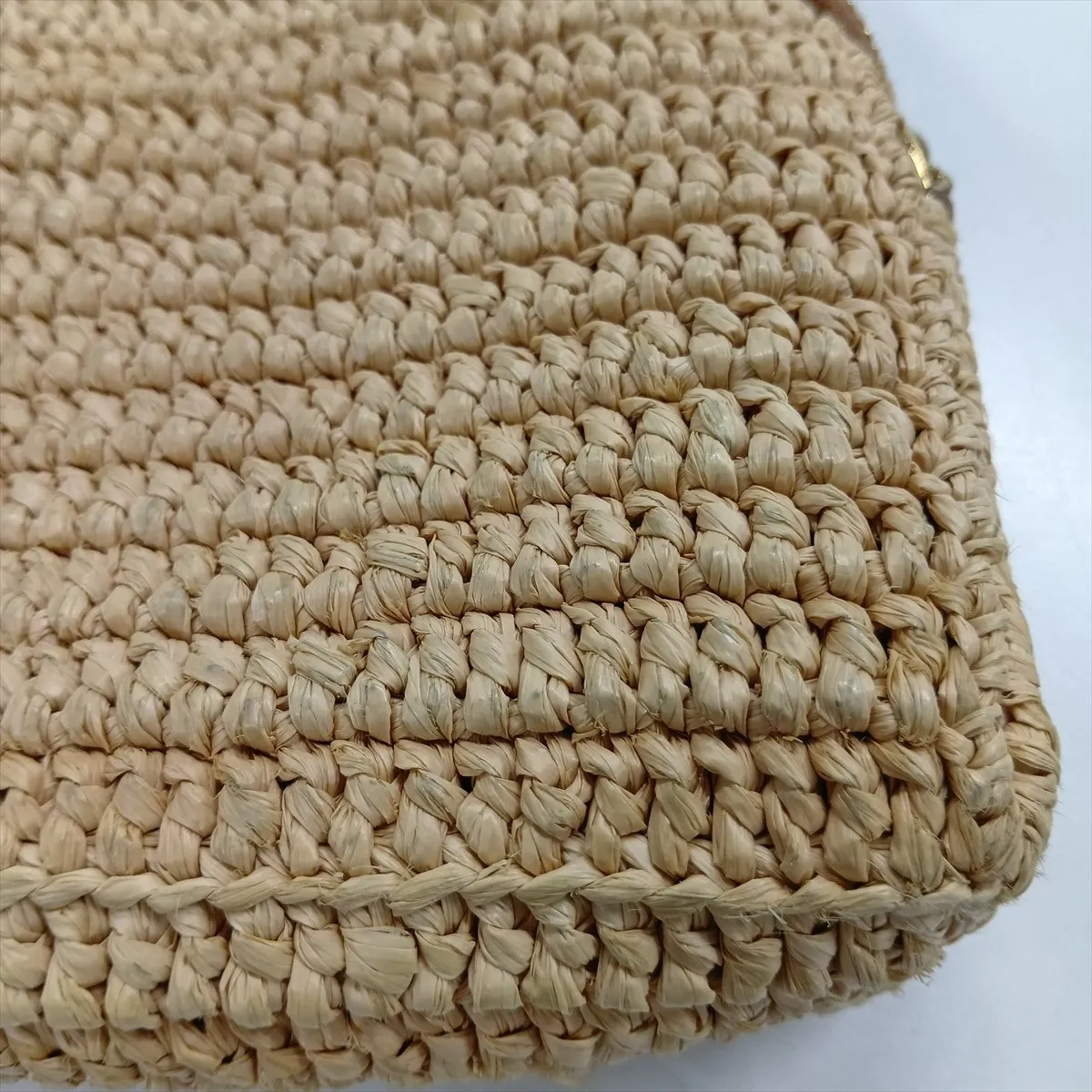 Raffia x Leather Shoulder Bag, Beige x Brown, 774293 — view 8