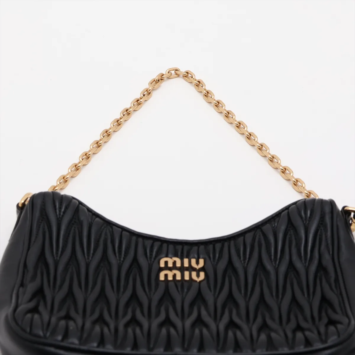 Matelassé Leather 2-Way Shoulder Bag, Black — view 6