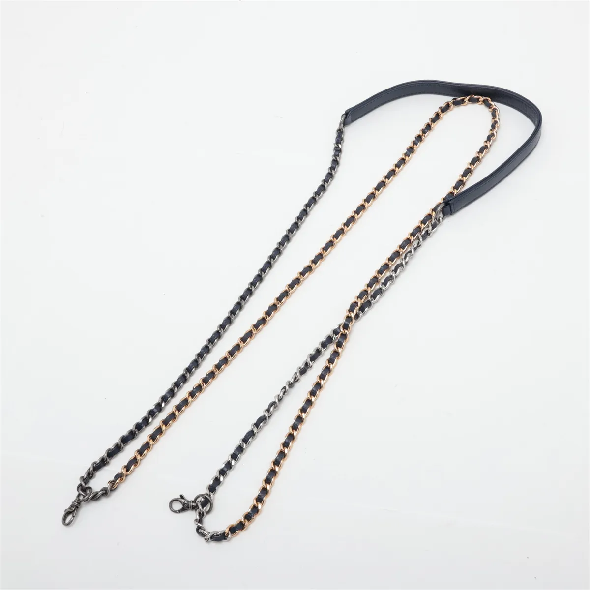 Gabrielle de Chanel Tweed x Leather Chain Wallet, Navy, Gold x Silver Hardware, 29387949, Serial Number 29 — view 5