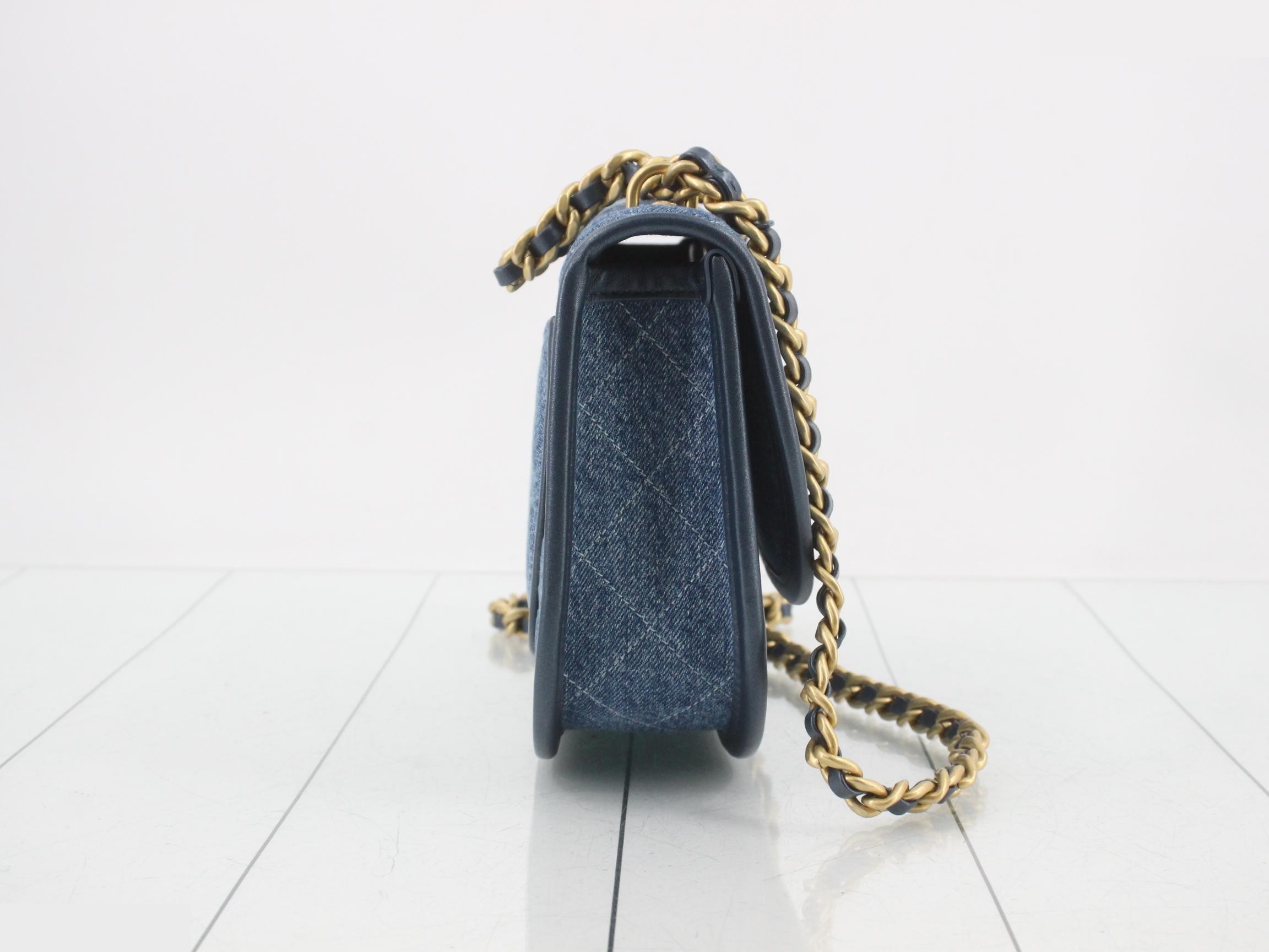 IC plate denim shoulder bag, self-standing. — view 4